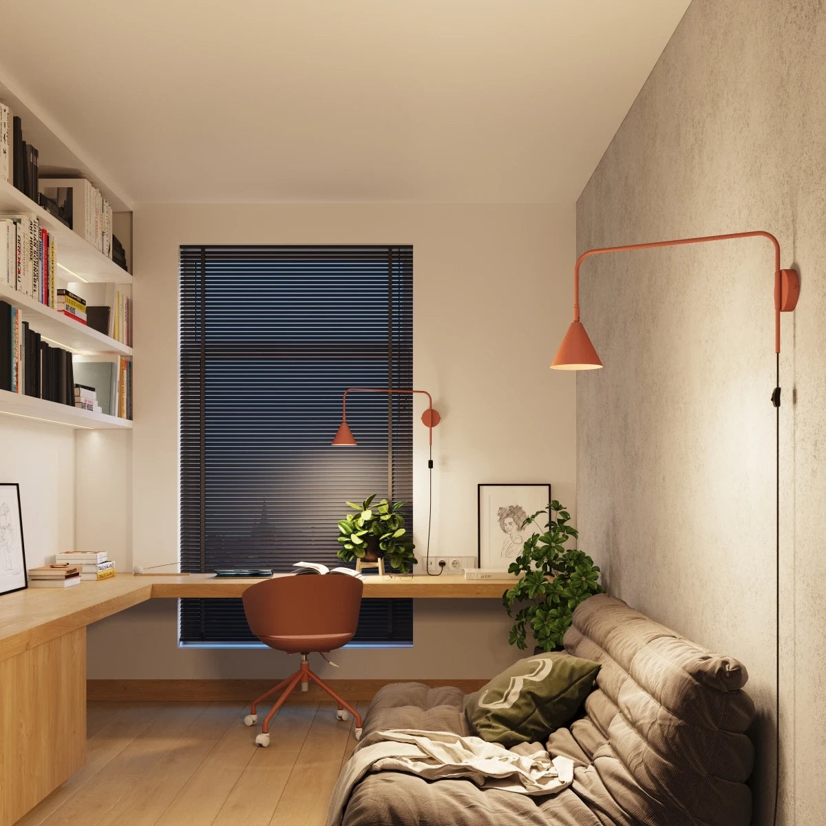 
Lampada da parete di design «Nox» - Rosso ocra