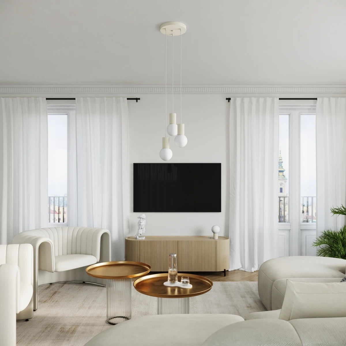 
Lampada da tavolo di design «Halo» - Beige