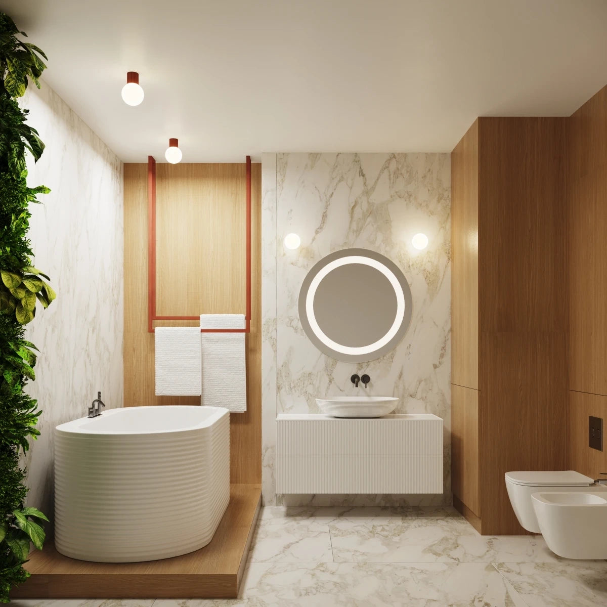 
Design Wandlampe „Halo“ - Ockerrot