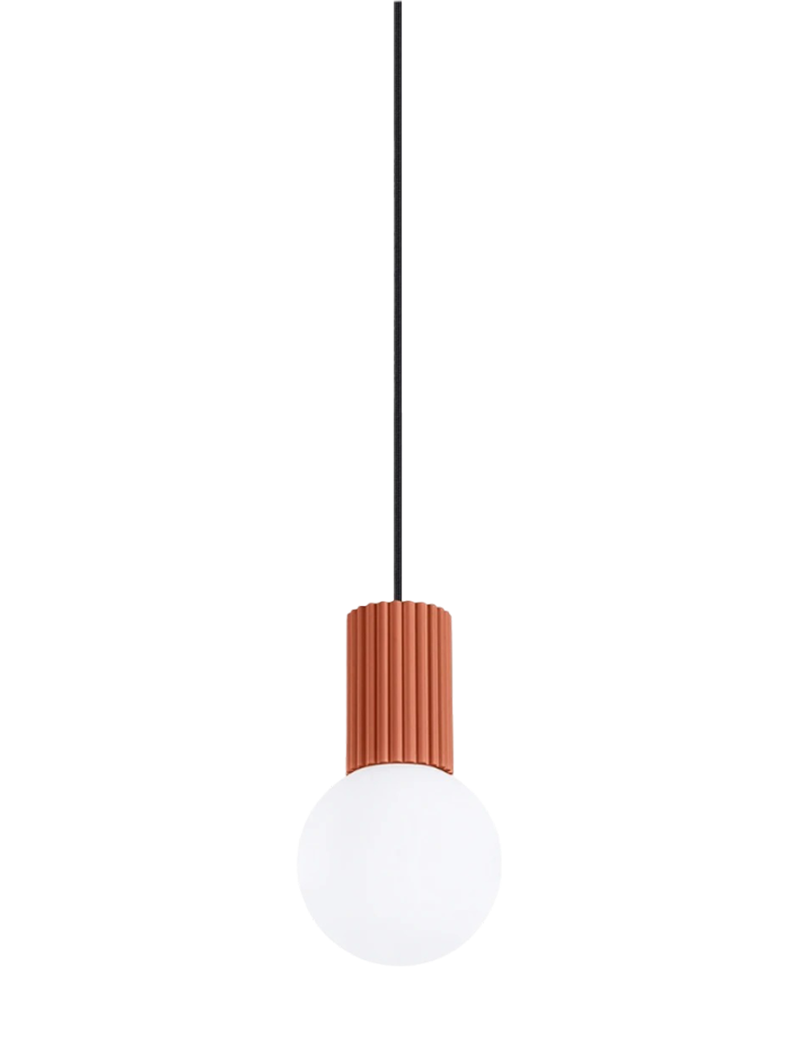 
Suspension design « Halo », 1 lumière - Rouge ocre