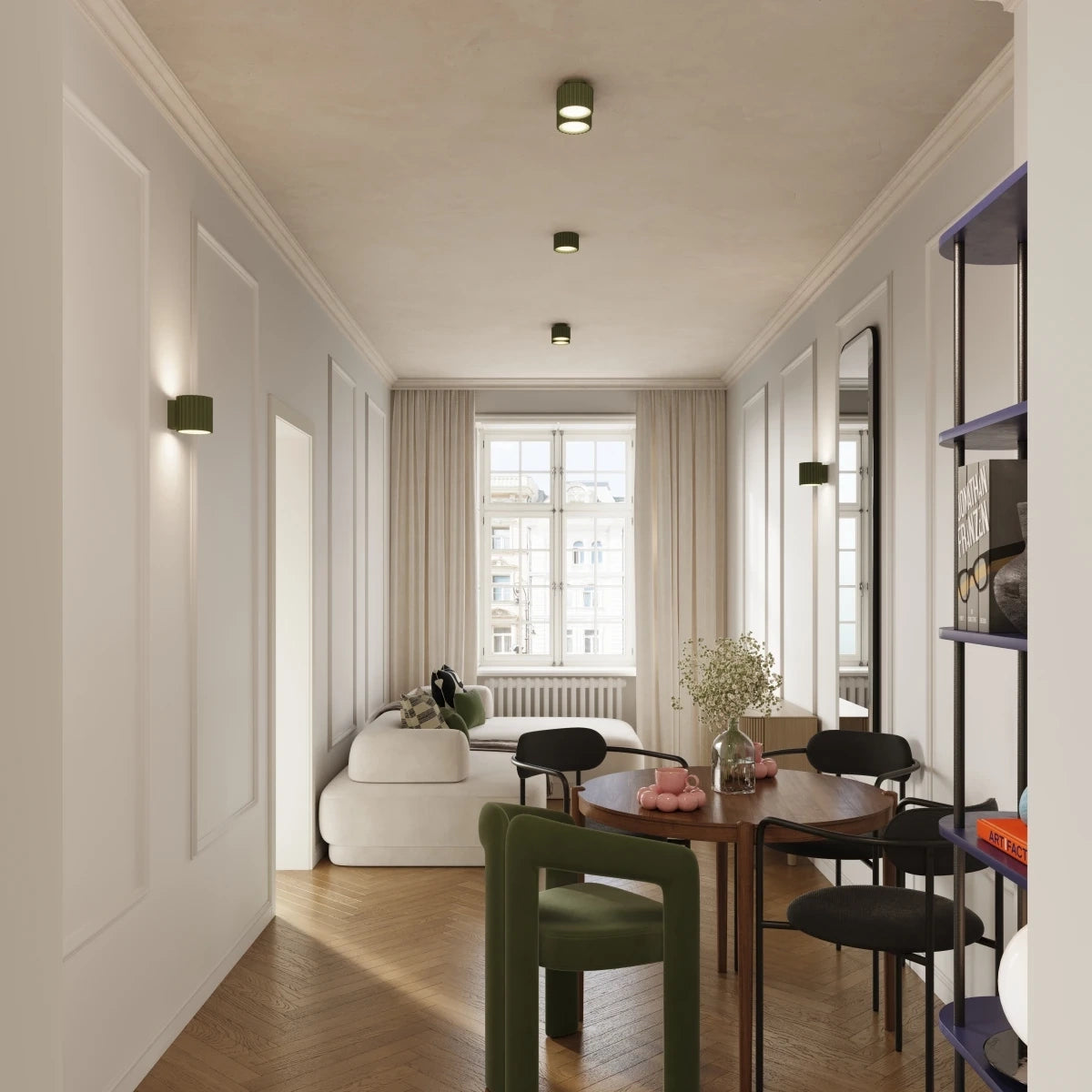 
Designer Ceiling Light "Aura" 2-bulb - Olive green