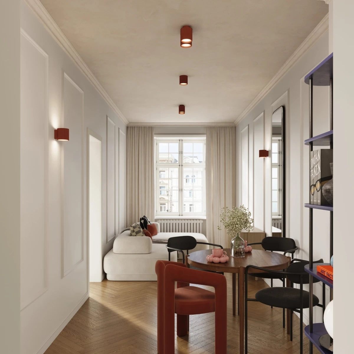 
"Aura" Designer Wall Lamp - Ochre red