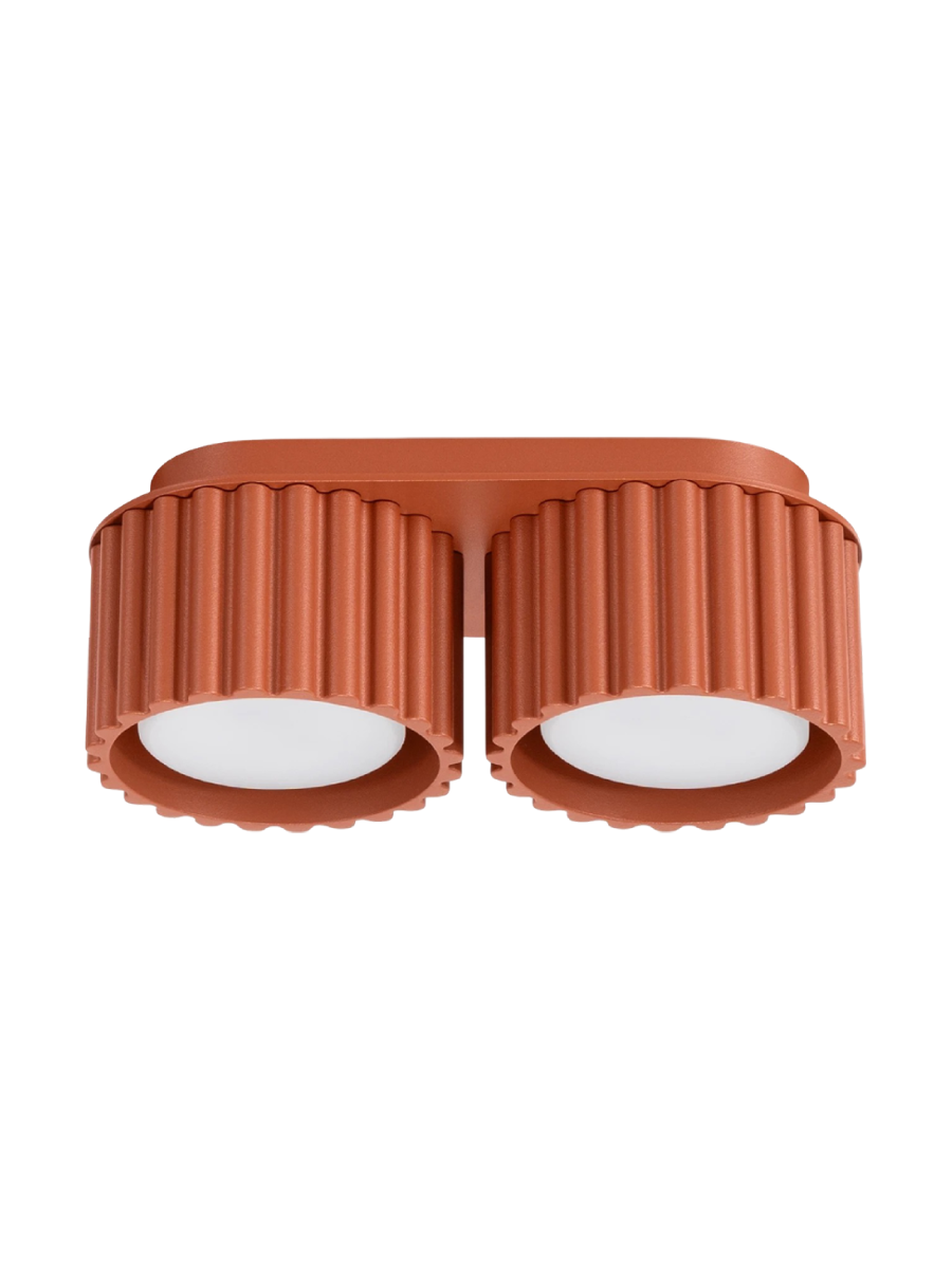 
Designer Ceiling Light "Aura" 2-bulb - Ocher red