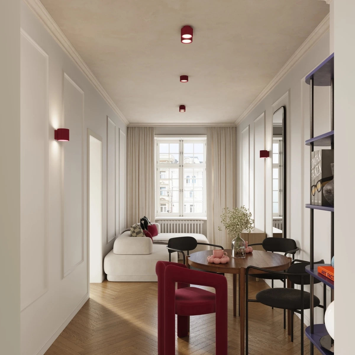
Designer Ceiling Light "Aura" 2-bulb - Burgundy