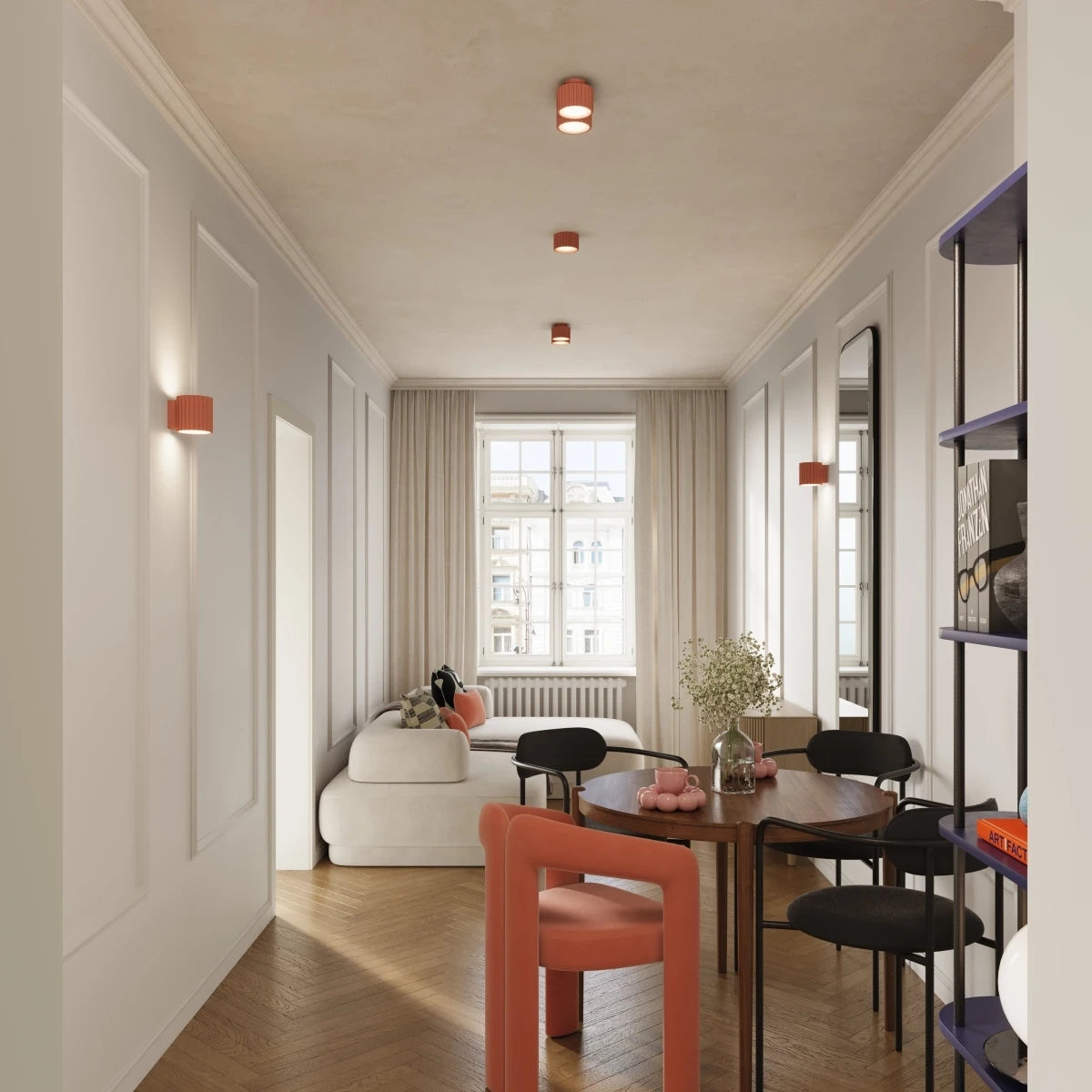 
Designer Ceiling Light "Aura" 2-bulb - Apricot