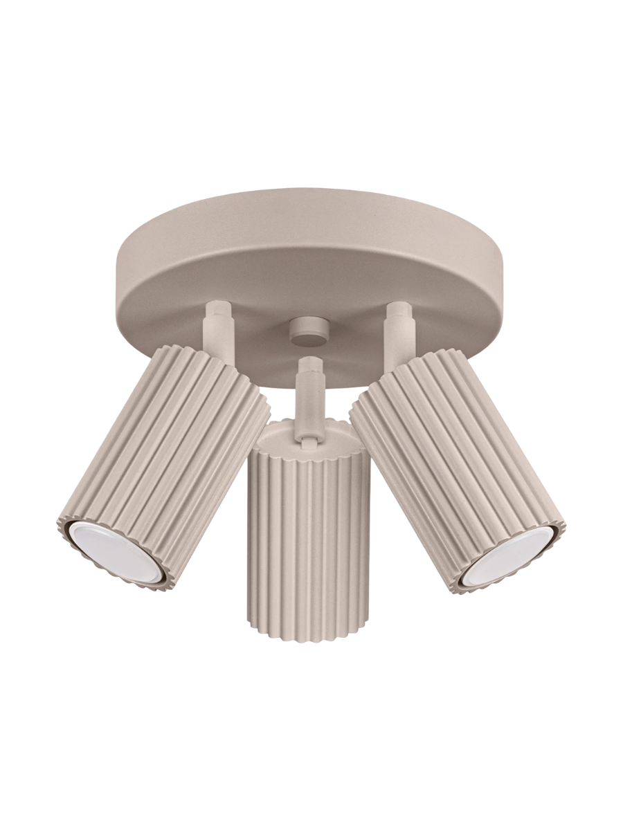 
Designer Ceiling Lamp "Karbon" 3-bulb (round) - Taupe