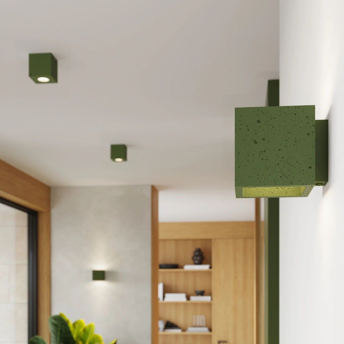 
Design Wandlampe „Quad“ - Olivgrün