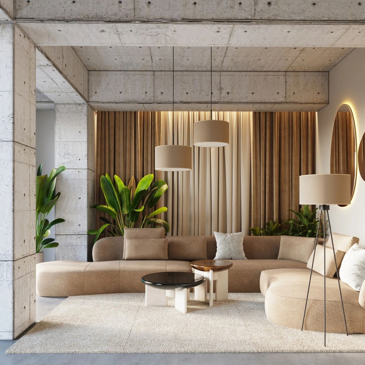 
Design Stehlampe „Nevia“ - Taupe/Schwarz