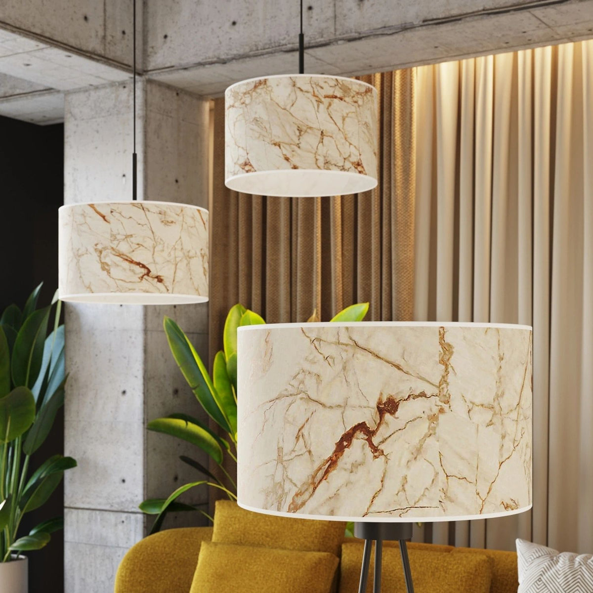 
Design Stehlampe „Nevia“ - Beiger Marmor/Schwarz