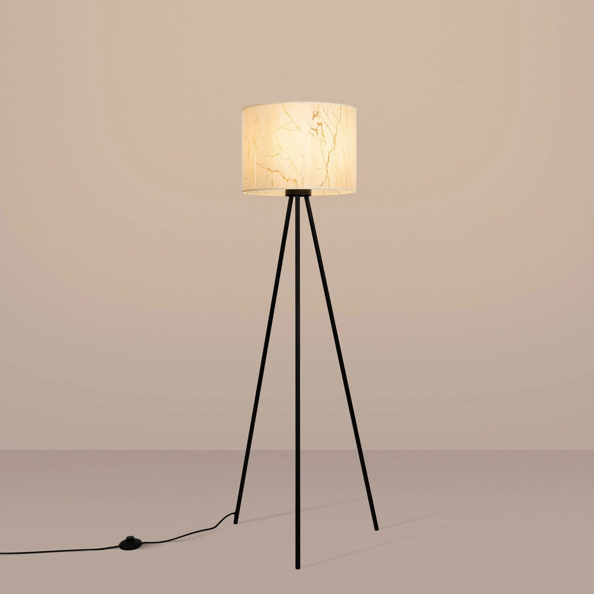 
Design Stehlampe „Nevia“ - Beiger Marmor/Schwarz