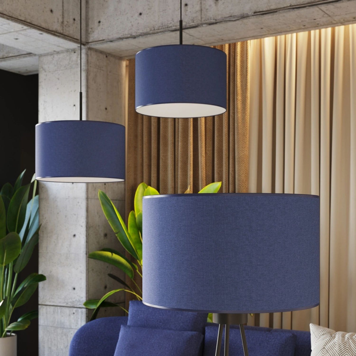 
Design Stehlampe „Nevia“ - Marineblau/Schwarz