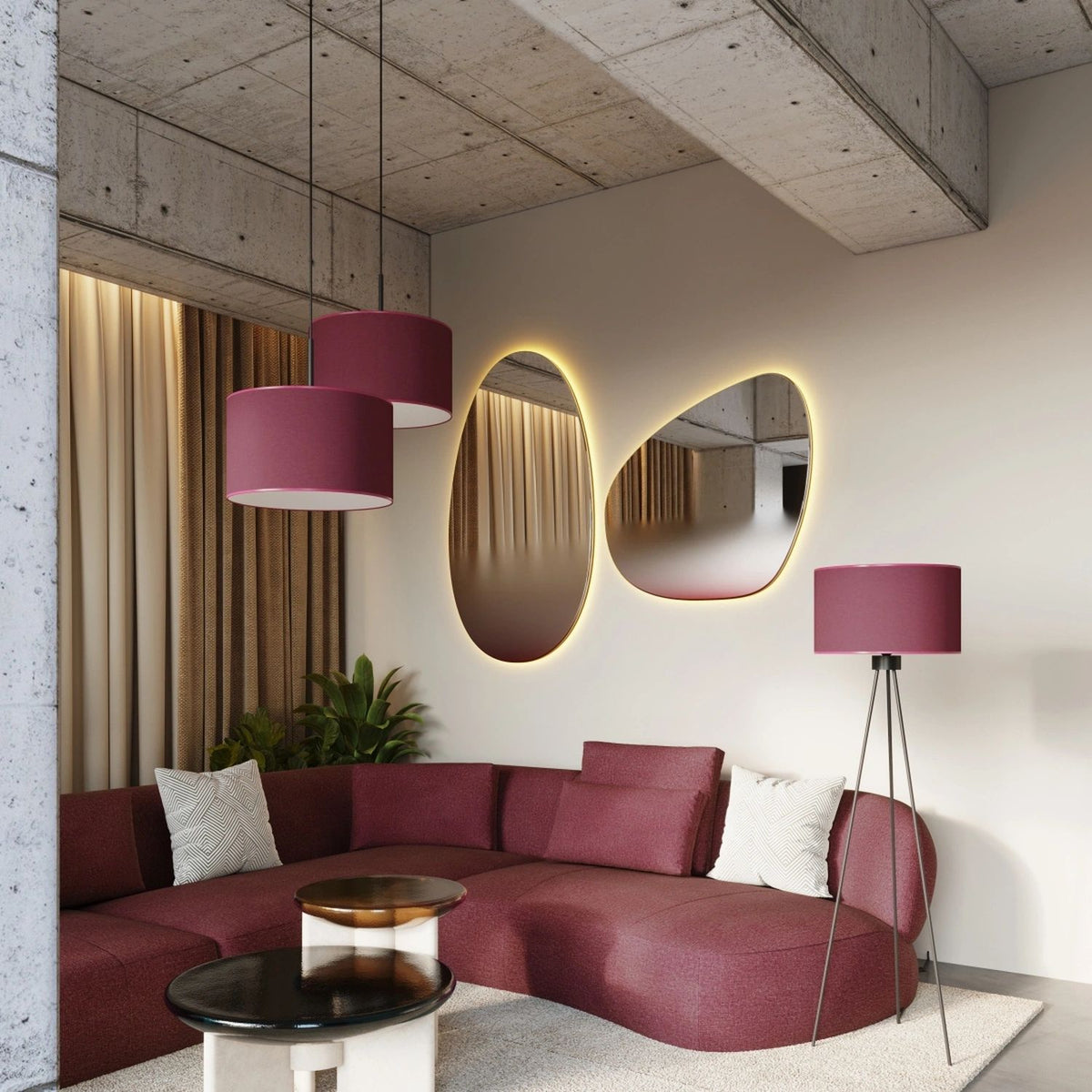 
Design Stehlampe „Nevia“ - Bordeauxrot/Schwarz