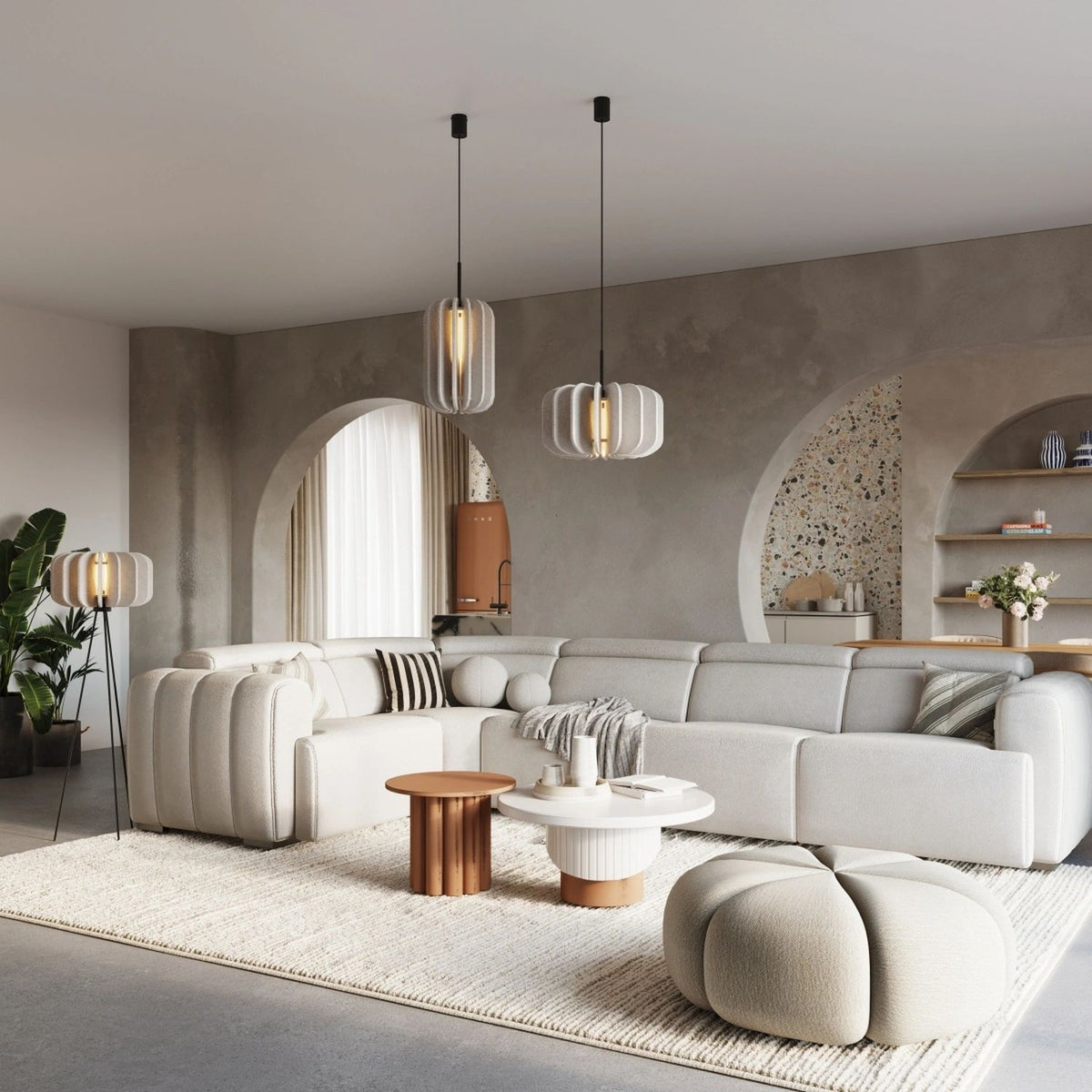 
Lampada a sospensione di design „Mula“ - Beige/Nero / Ø 27 cm