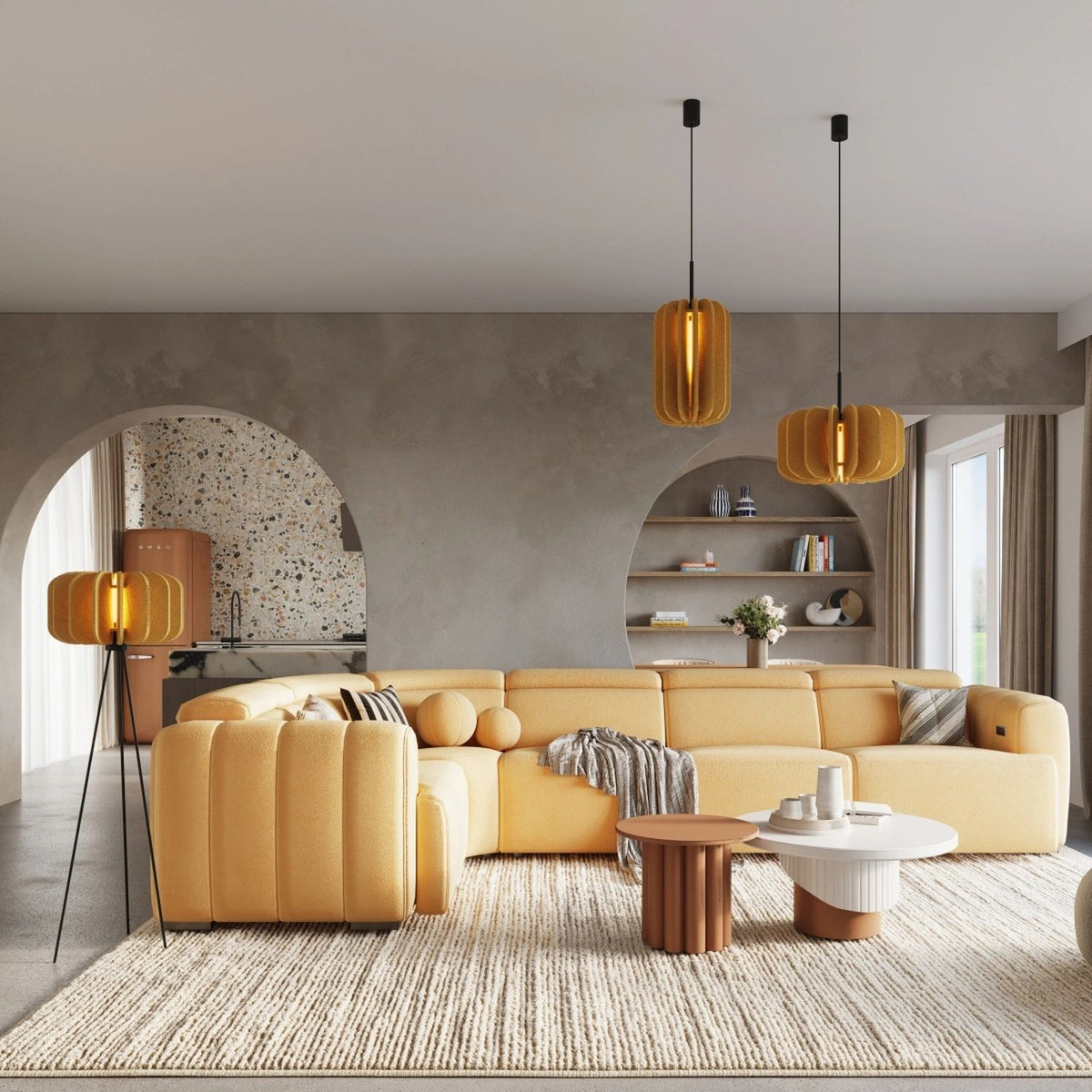 
Lampada a sospensione di design „Mula“ - Giallo/Nero / Ø 27 cm