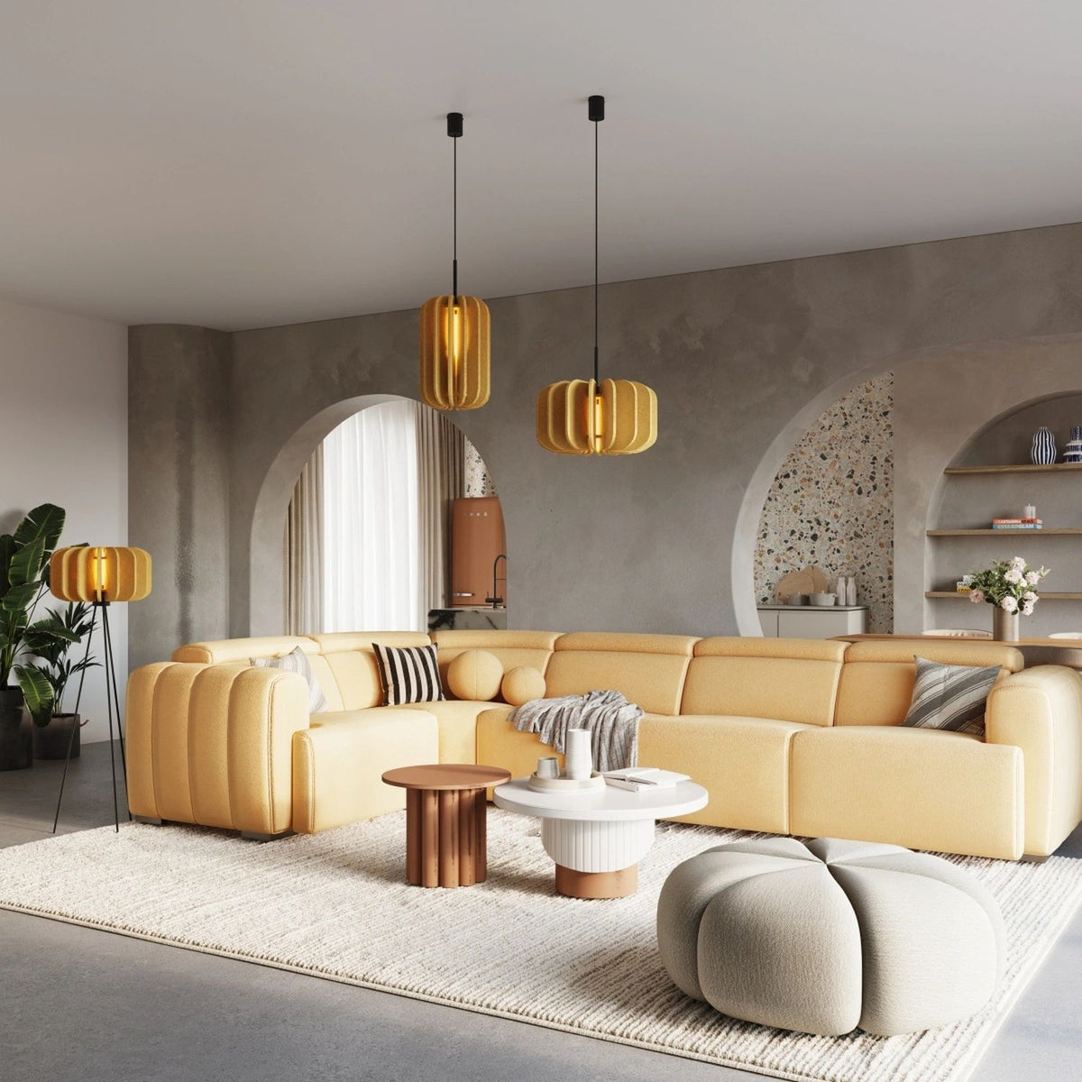 
Lampada a sospensione di design „Mula“ - Giallo/Nero / Ø 27 cm