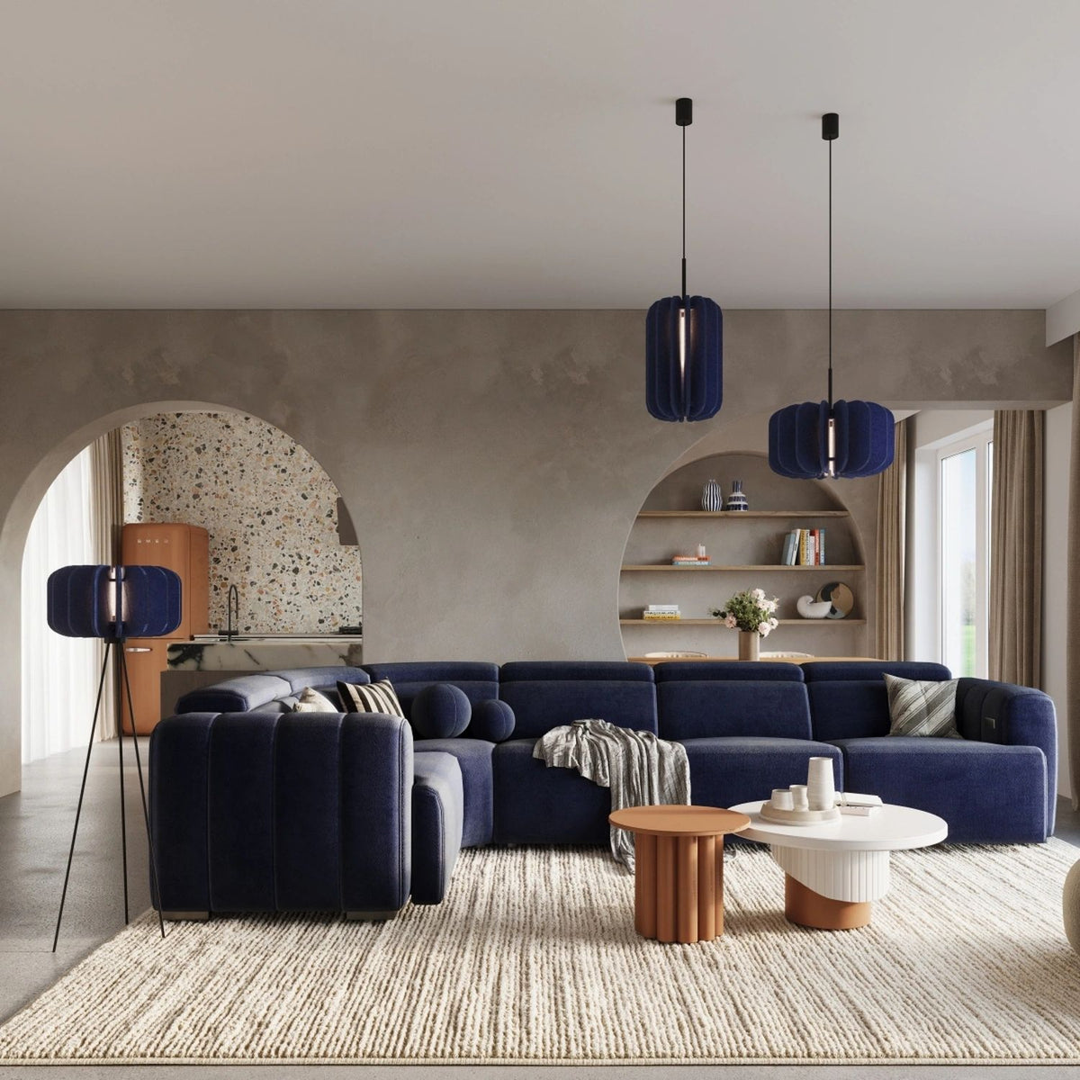 
Lampada a sospensione di design „Mula“ - Blu navy/Nero / Ø 27 cm