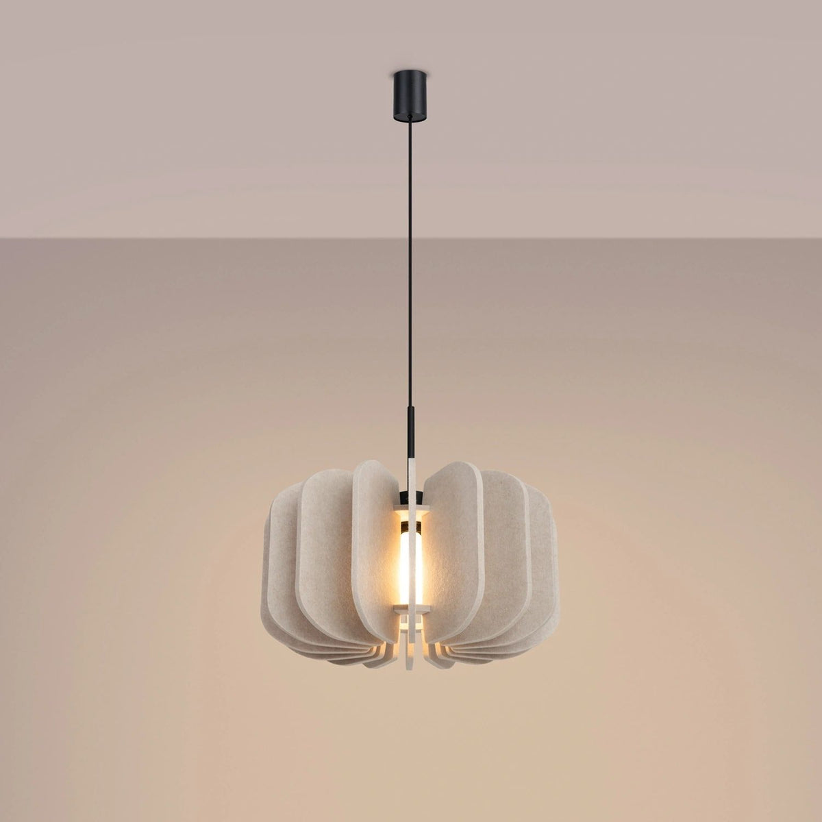 
Lampada a sospensione di design „Mula“ - Beige/Nero / Ø 45 cm