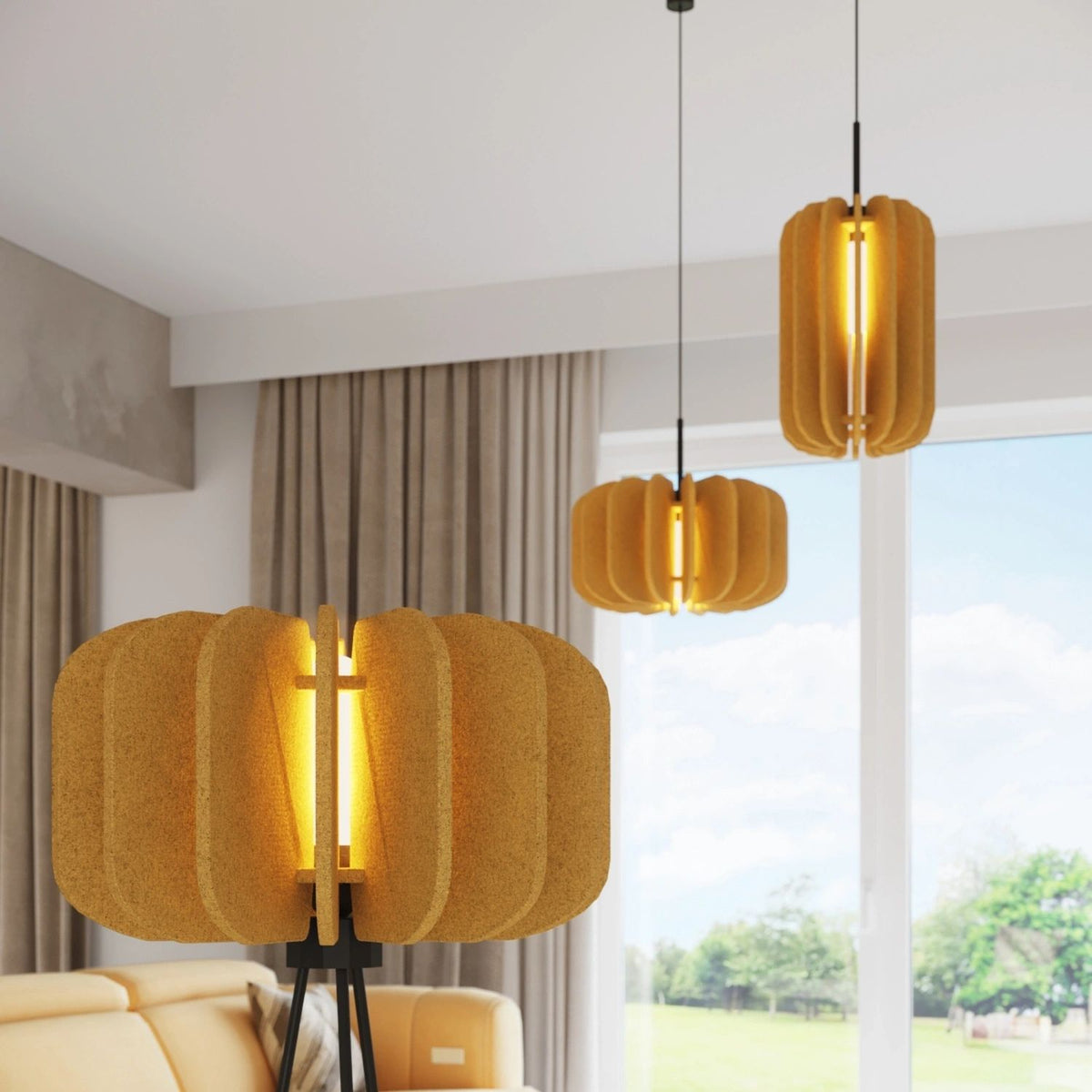 
Lampada a sospensione di design „Mula“ - Giallo/Nero / Ø 45 cm