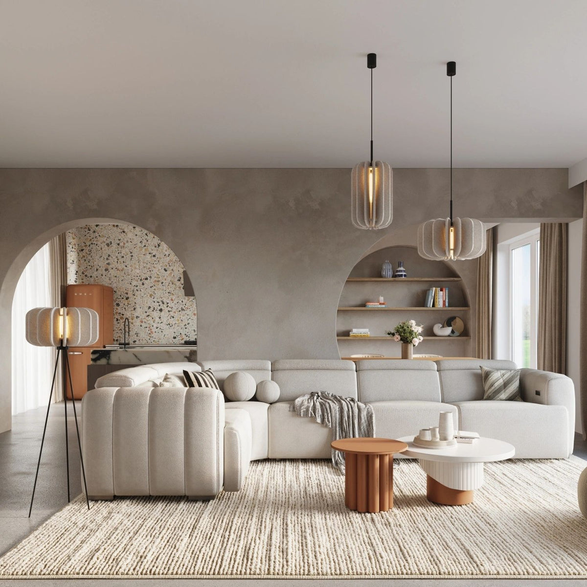 
Design Stehlampe „Mula" - Beige/Schwarz
