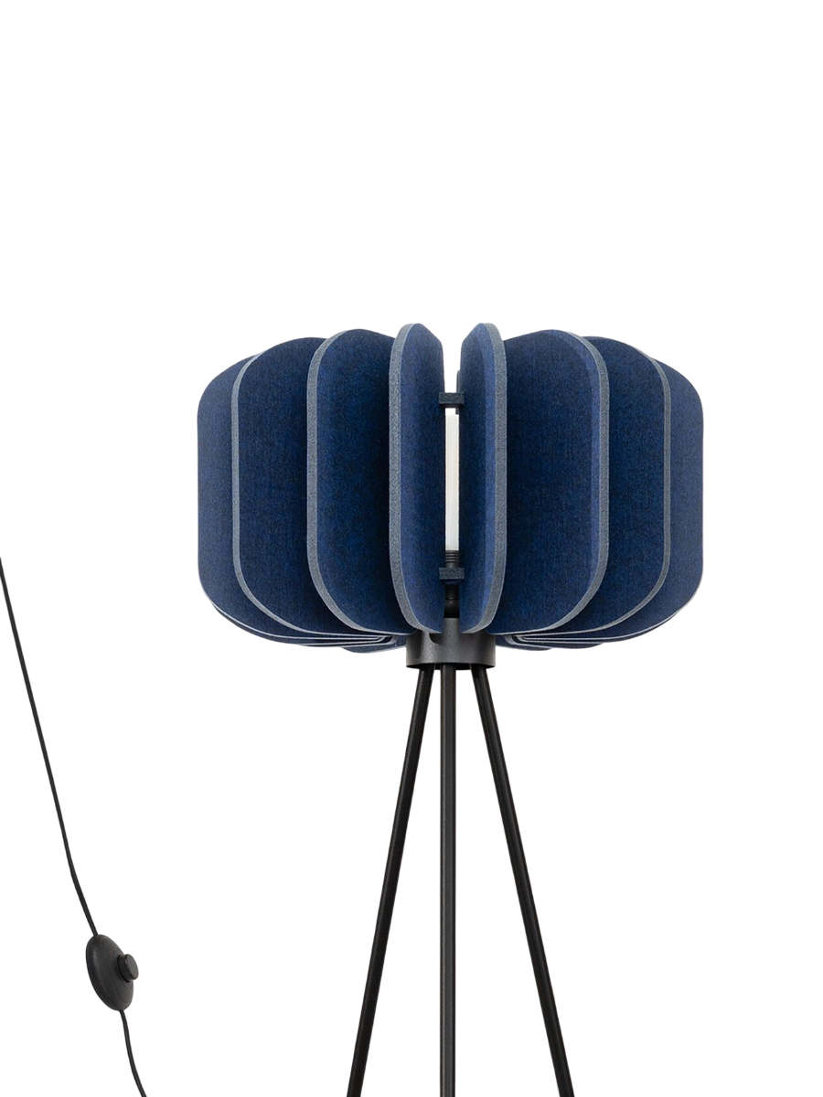 
Design Stehlampe „Mula" - Marineblau/Schwarz