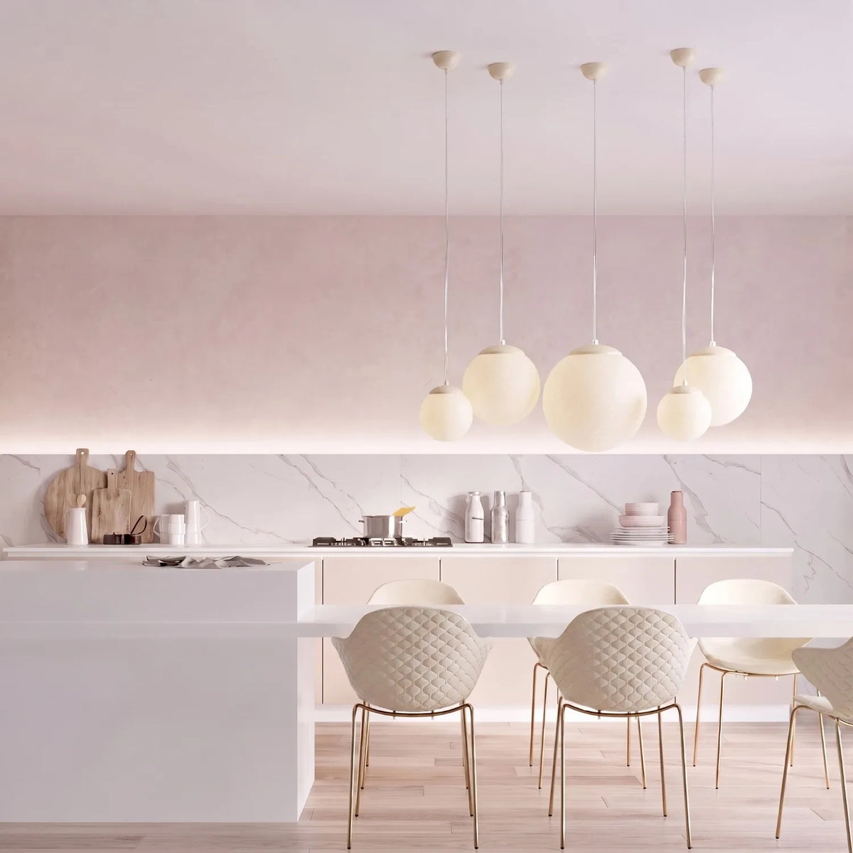 
Suspension design « Ugo » Ø 30 cm - Blanc / Beige