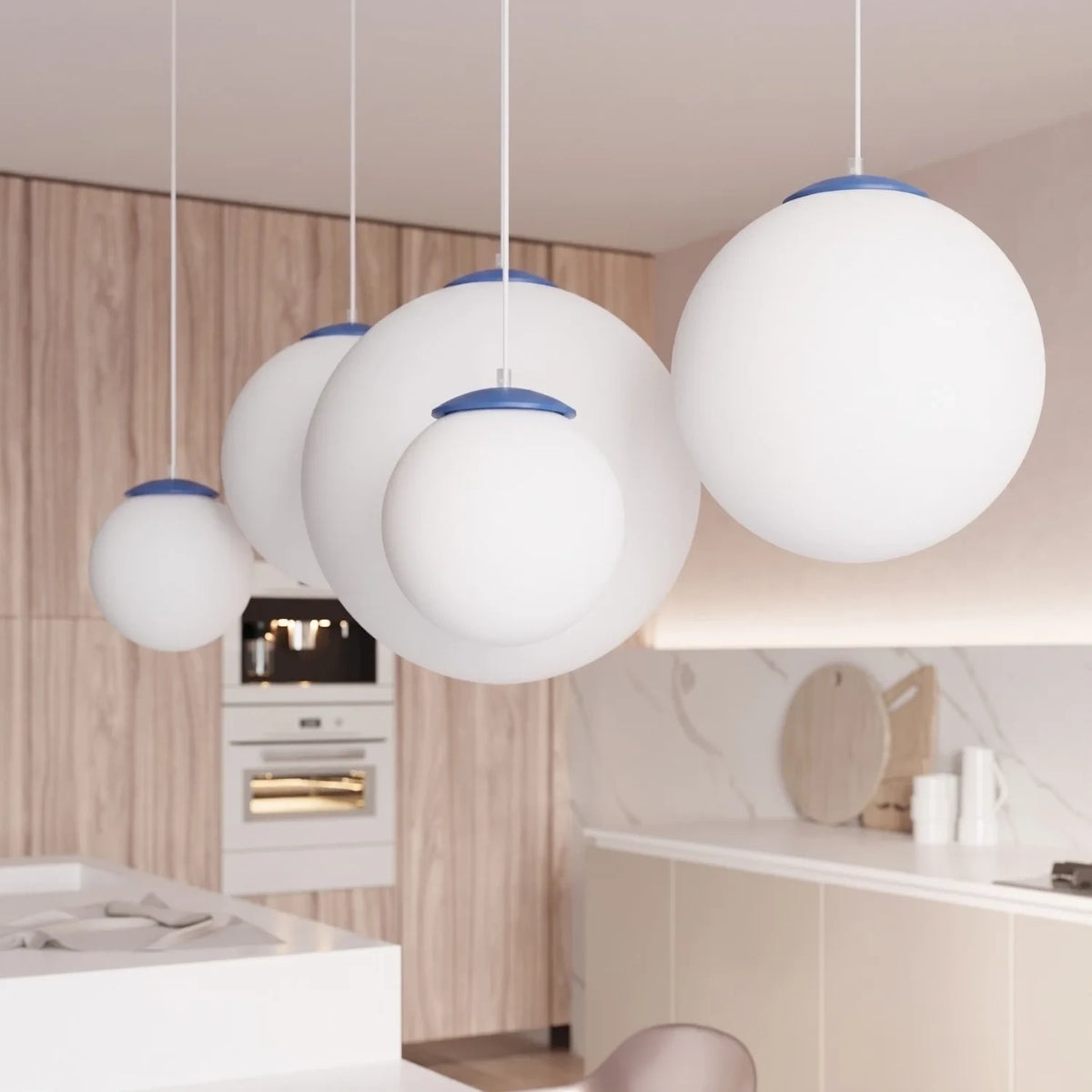 
Design Pendellampe „Ugo“ Ø 30 cm - Weiss / Ultramarine