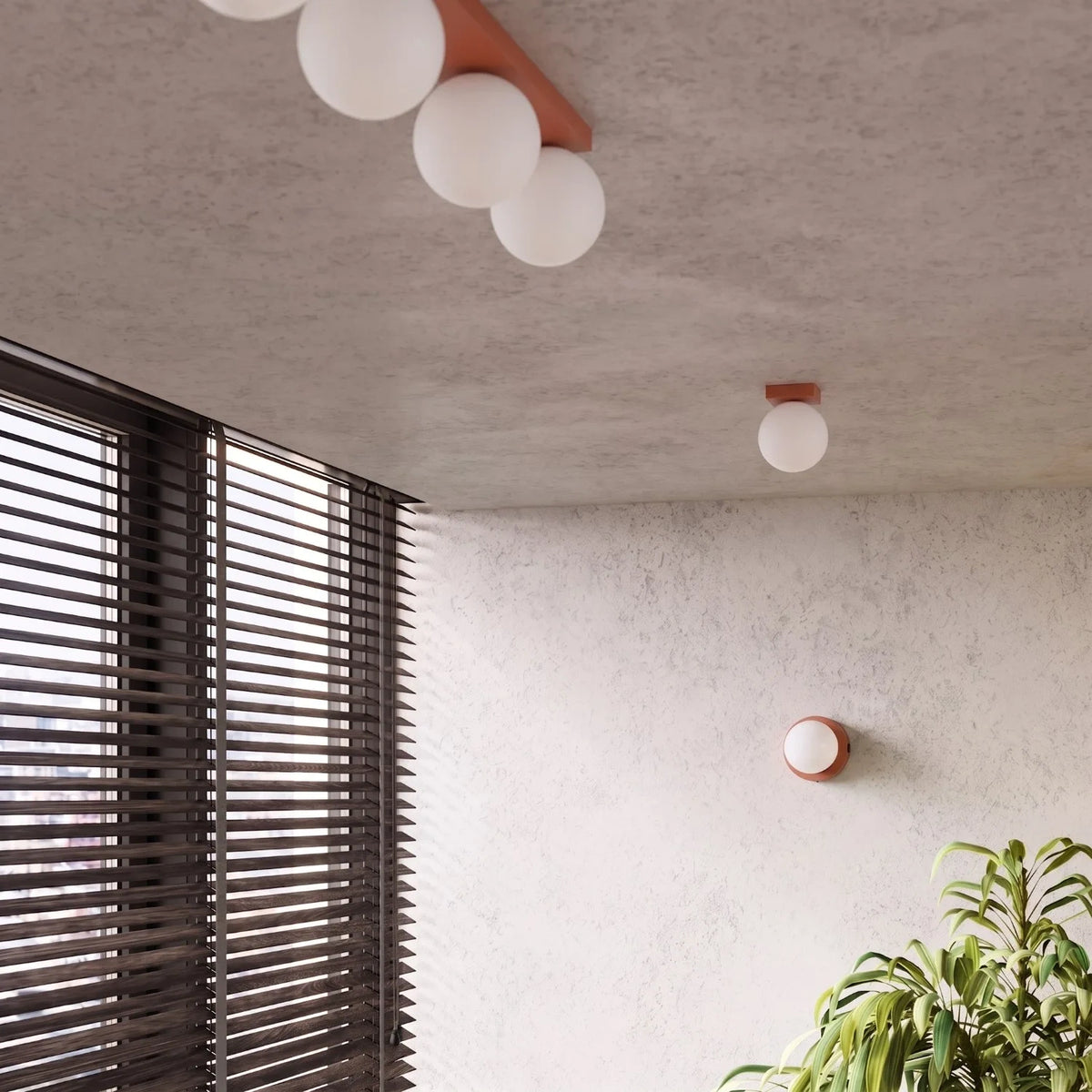 
"Yoli" 3-Light Designer Ceiling Lamp - Ochre red