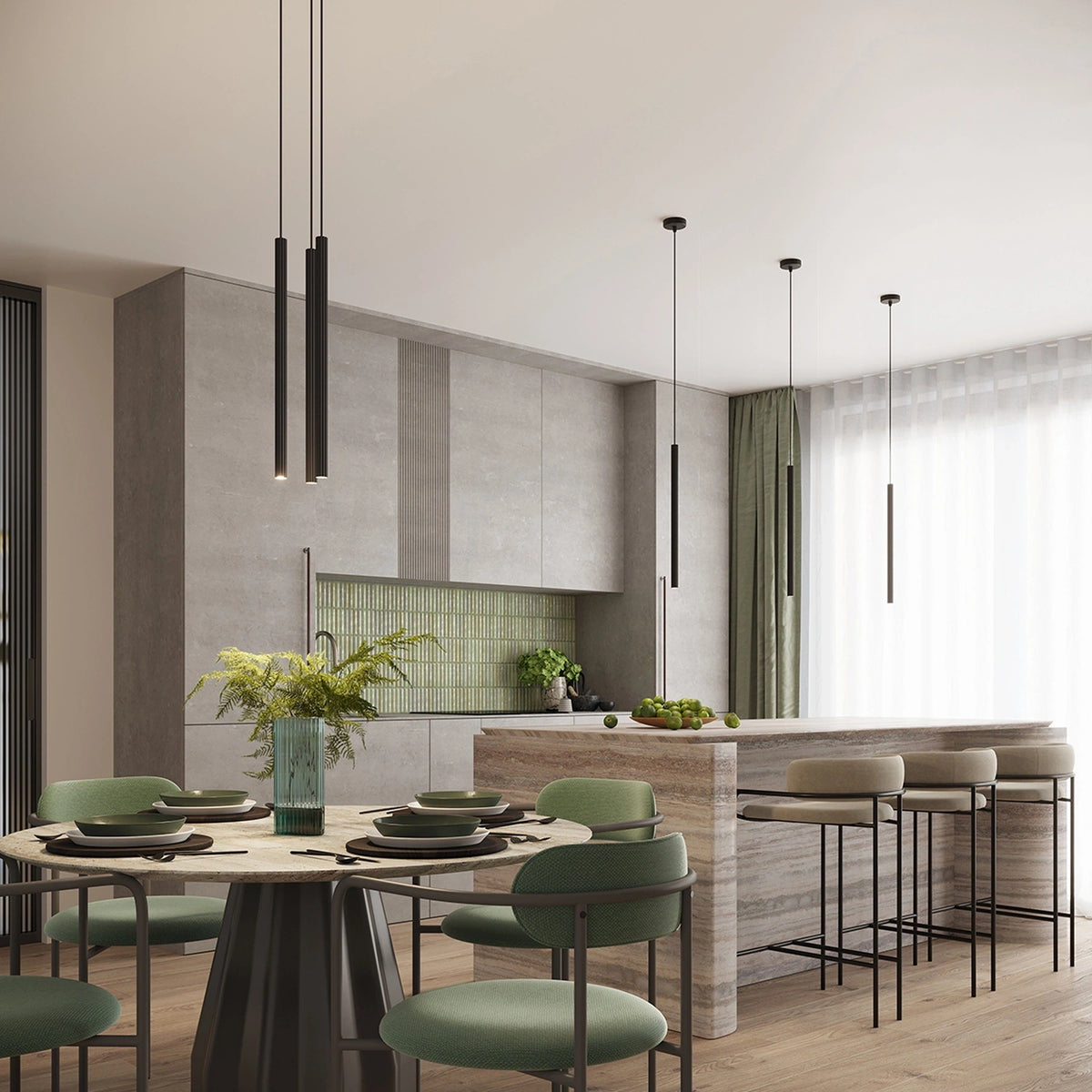 
Design Pendellampe „Arche“ - 2-flammig - Schwarz