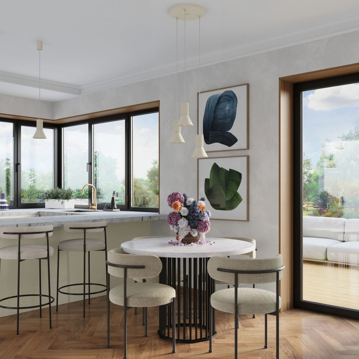 
Lampada a sospensione di design „Estria“ a 1 luce - Beige