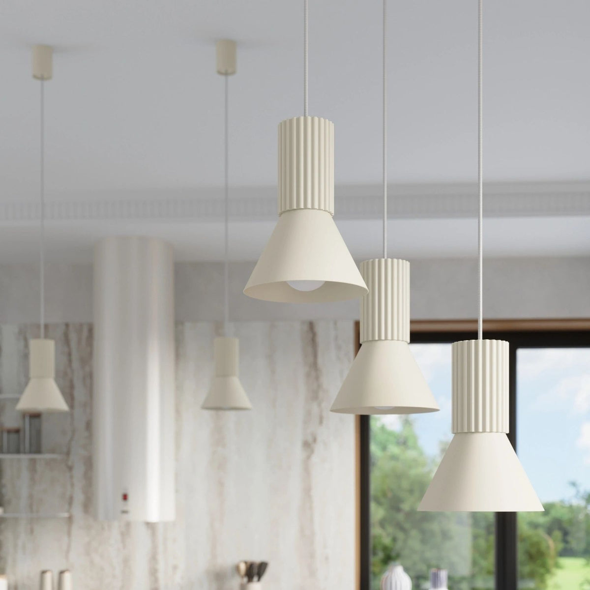 
Lampada a sospensione di design „Estria“ a 1 luce - Beige