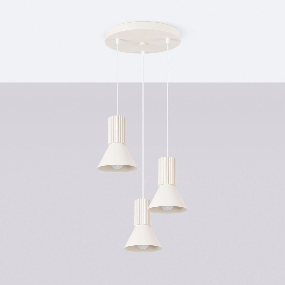 
Lampada a sospensione di design „Estria“ a 3 luci - Beige
