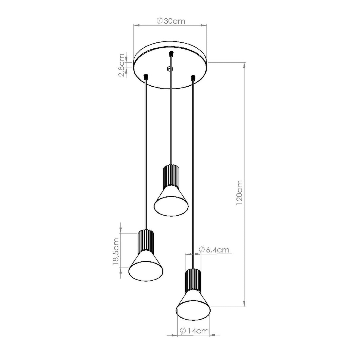 
Lampada a sospensione di design „Estria“ a 3 luci - Beige