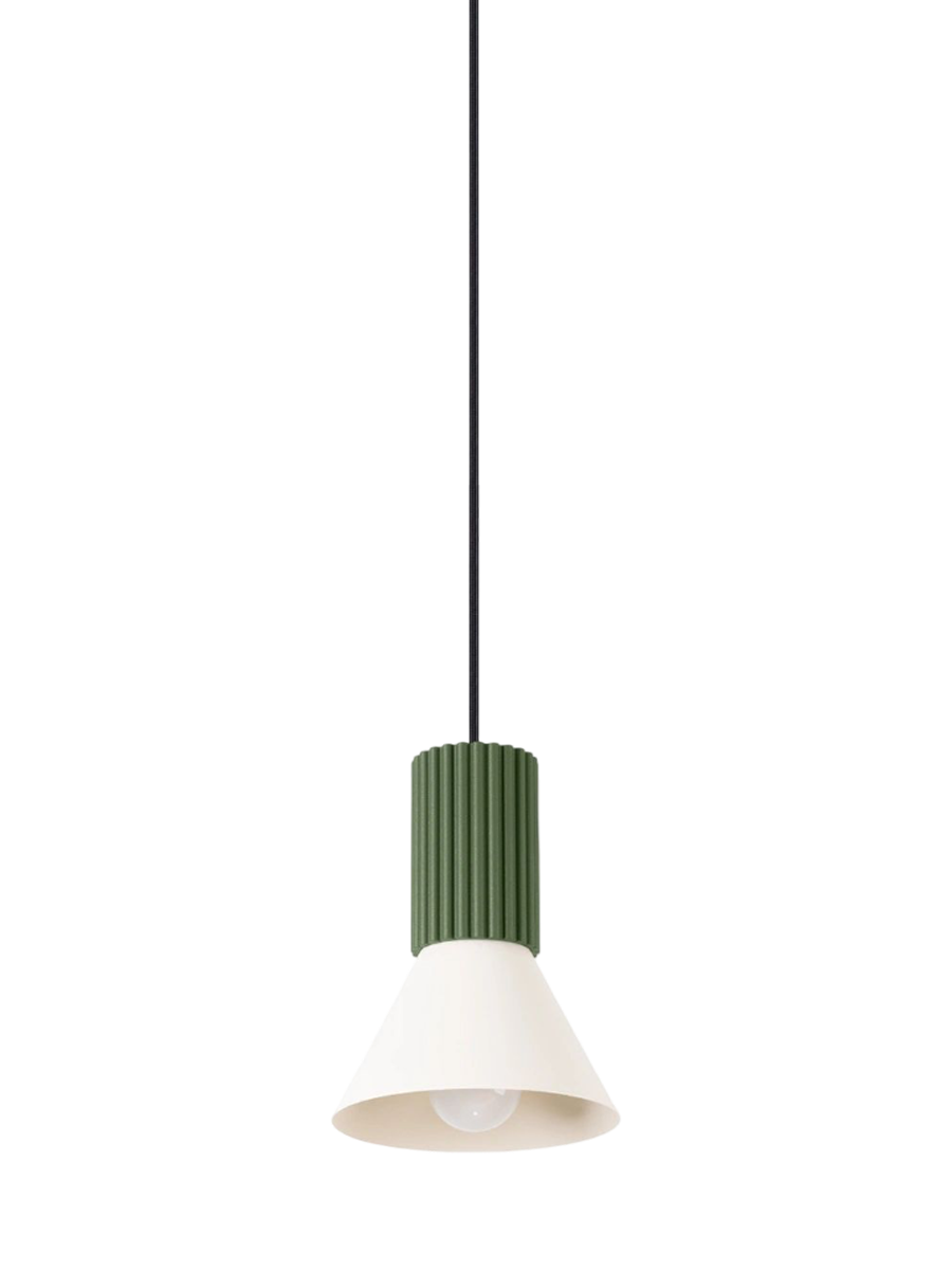 
Design Pendellampe „Estria“ 1-flammig - Beige/Olivgrün