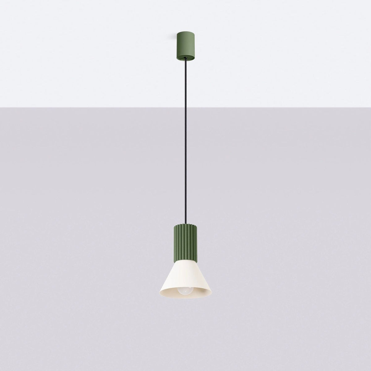 
Lampada a sospensione di design „Estria“ a 1 luce - Beige/Verde oliva