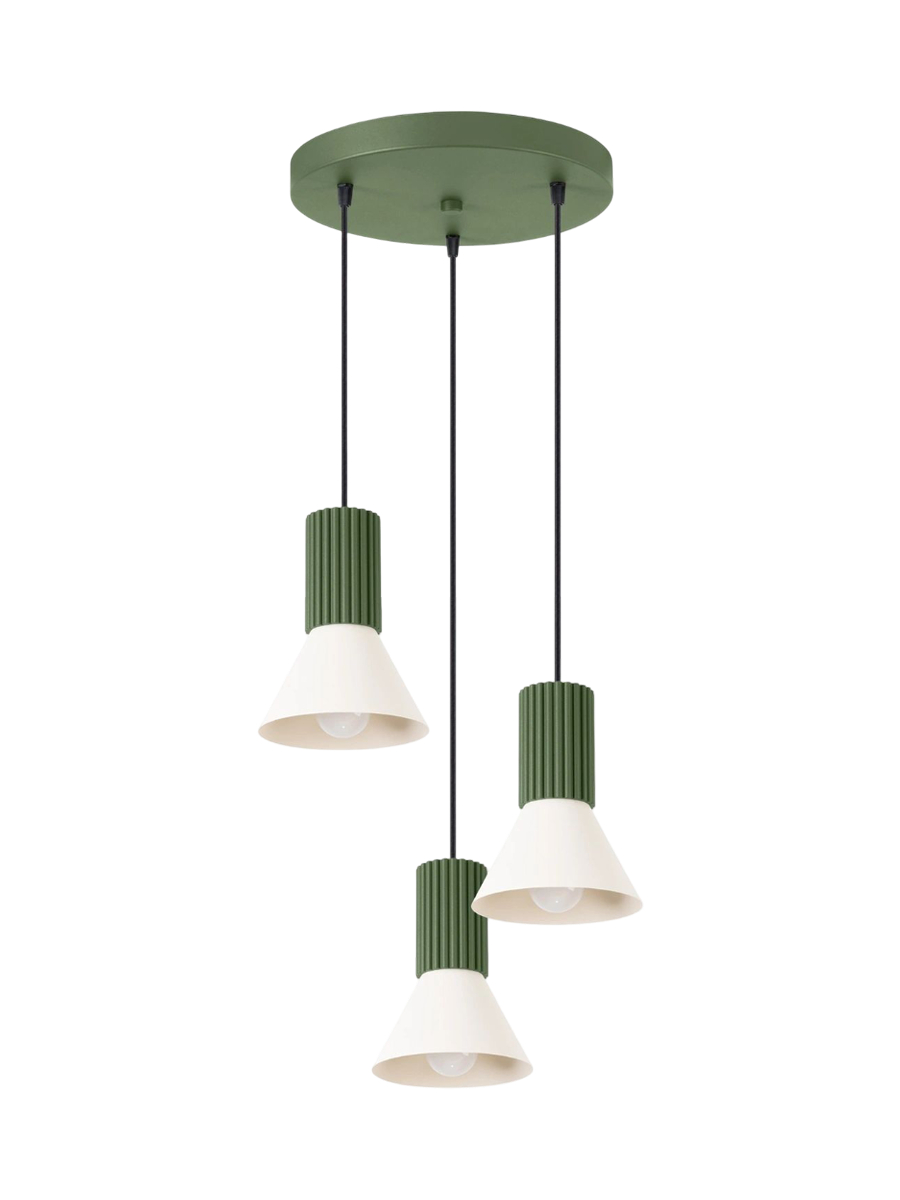 
Design Pendellampe „Estria“ 3-flammig - Beige/Olivgrün