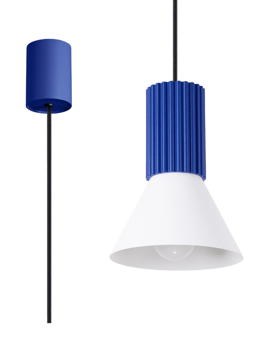
Lampada a sospensione di design „Estria“ a 1 luce - Bianco/Ultramarino
