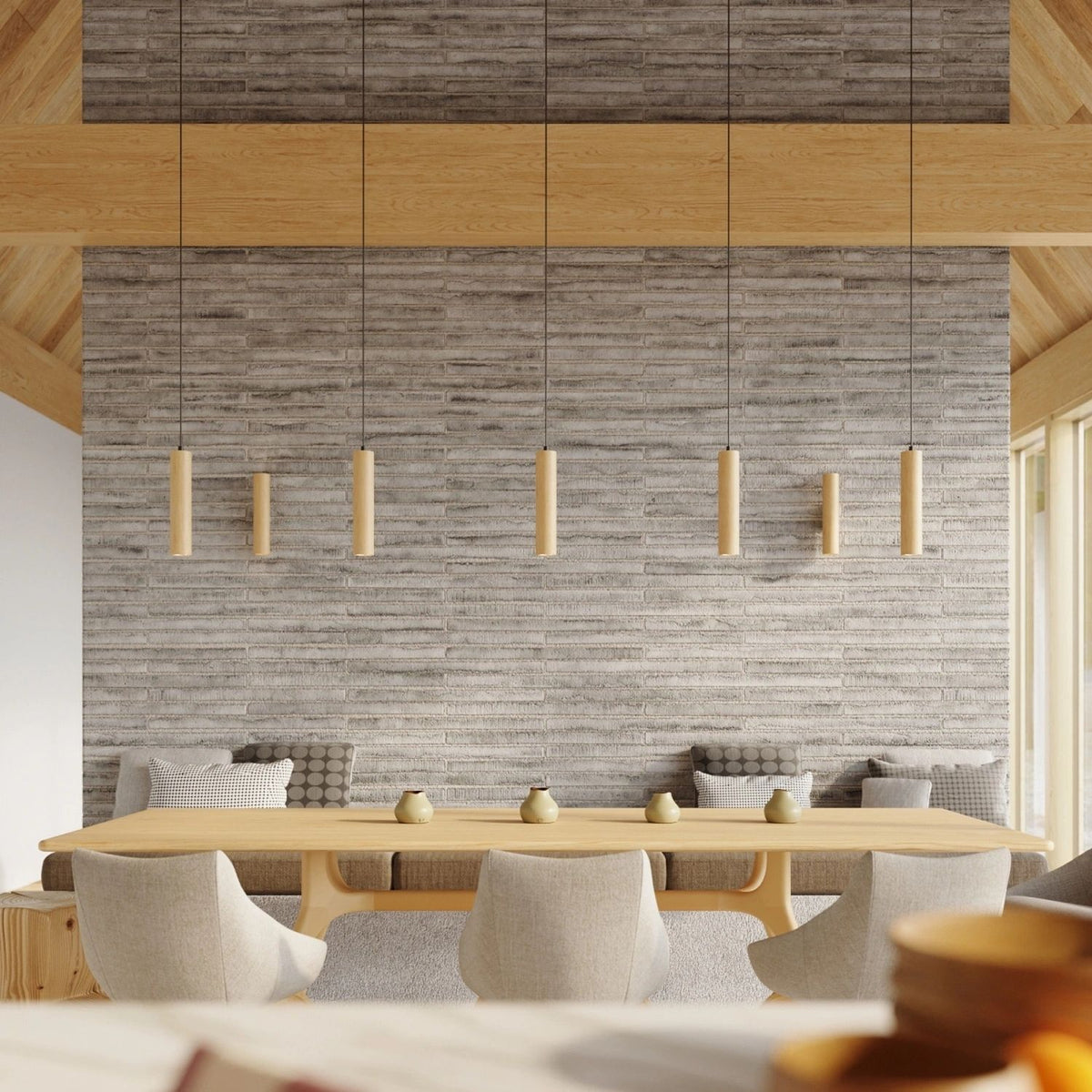 
Design Wandlampe „Lino“ - Naturholz/Weiss