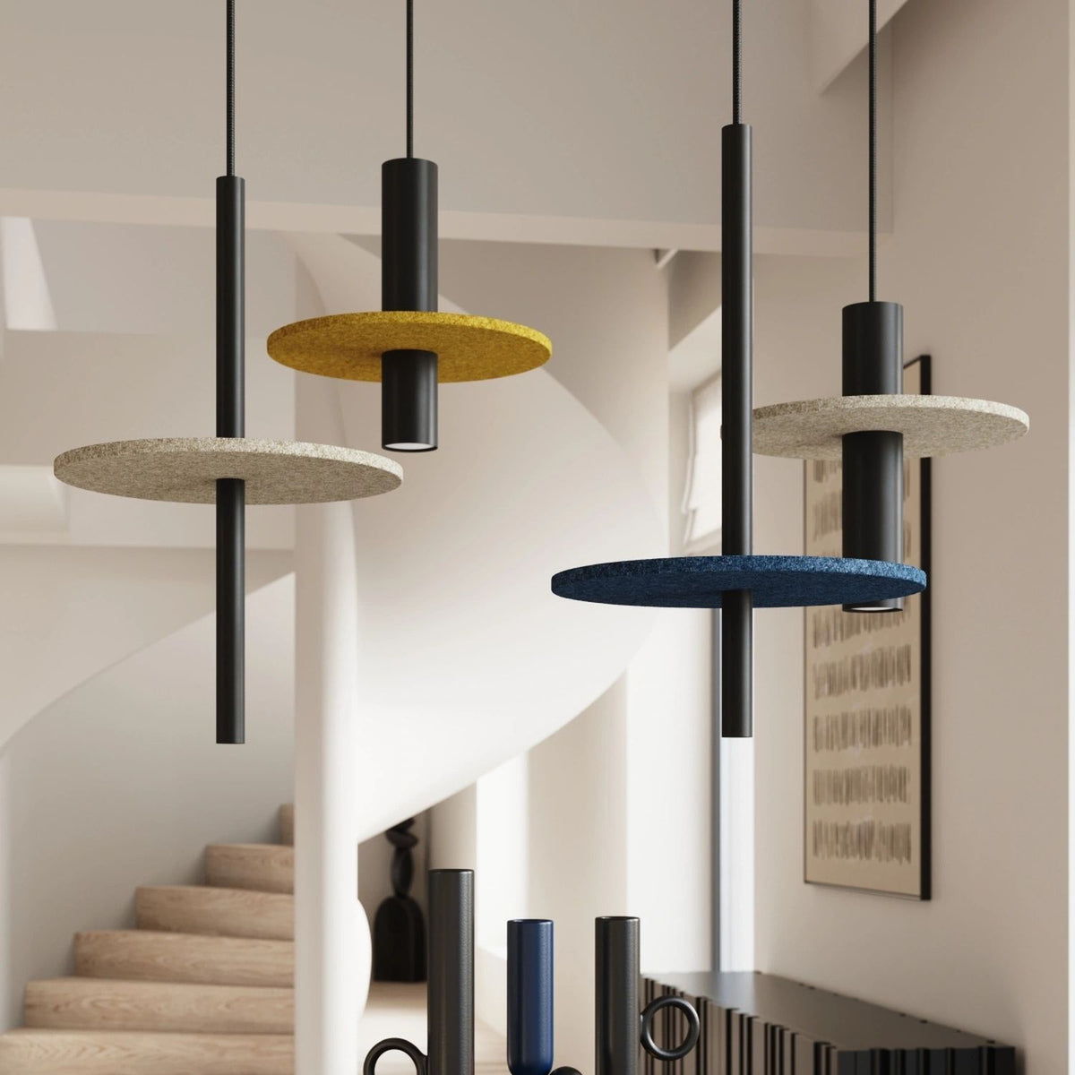 
Lampada a sospensione di design „Pelta“ a 1 luce - Beige/Nero