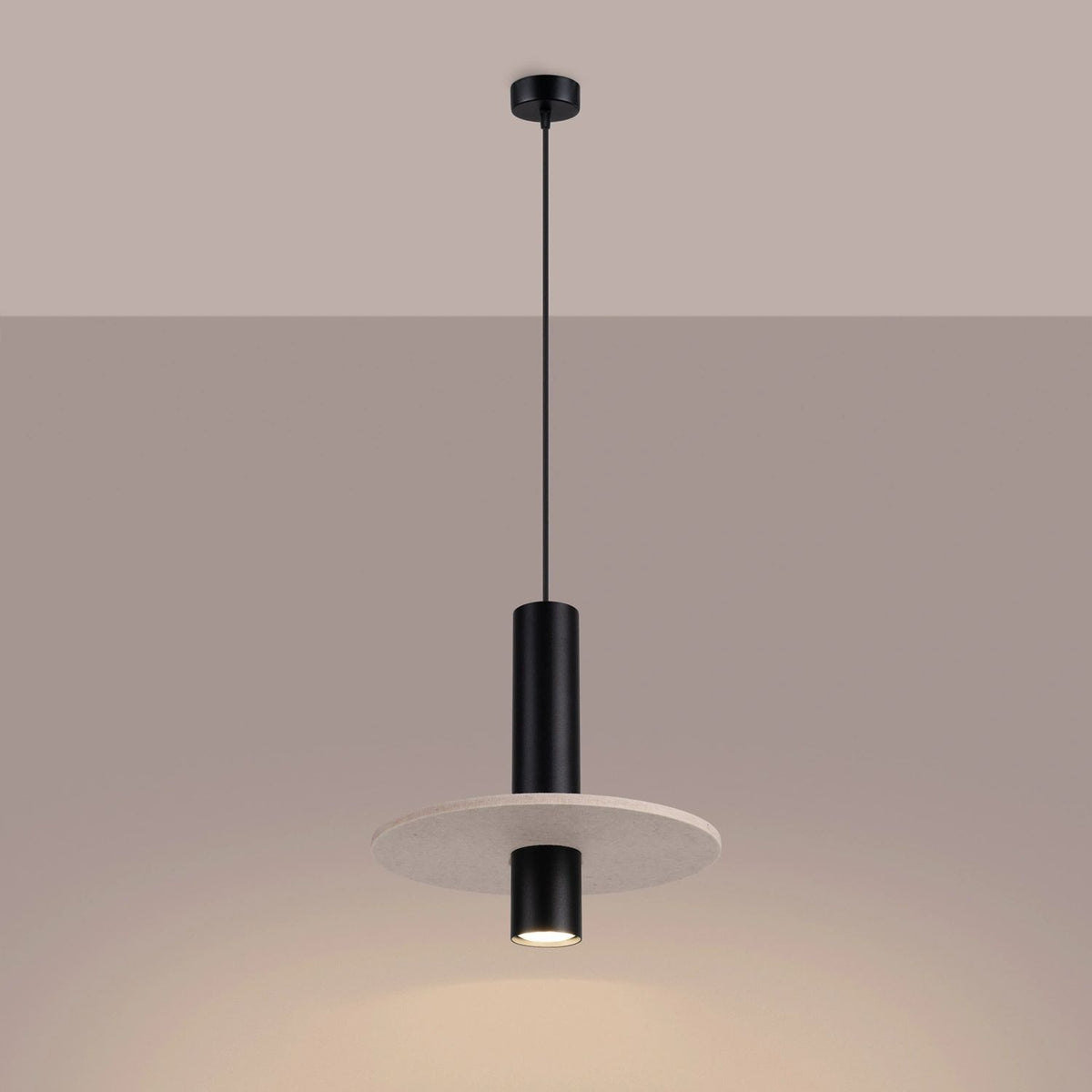 
Lampada a sospensione di design „Pelta“ a 1 luce - Beige/Nero