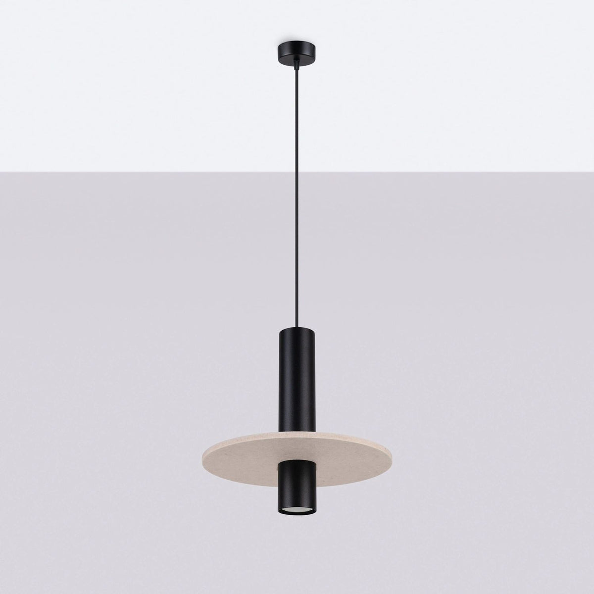 
Lampada a sospensione di design „Pelta“ a 1 luce - Beige/Nero