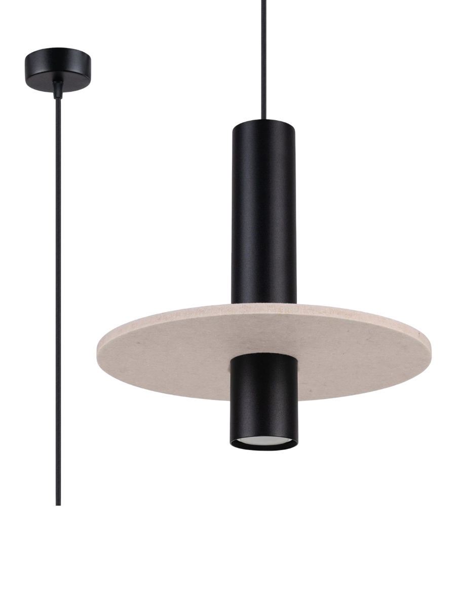 
Lampada a sospensione di design „Pelta“ a 1 luce - Beige/Nero