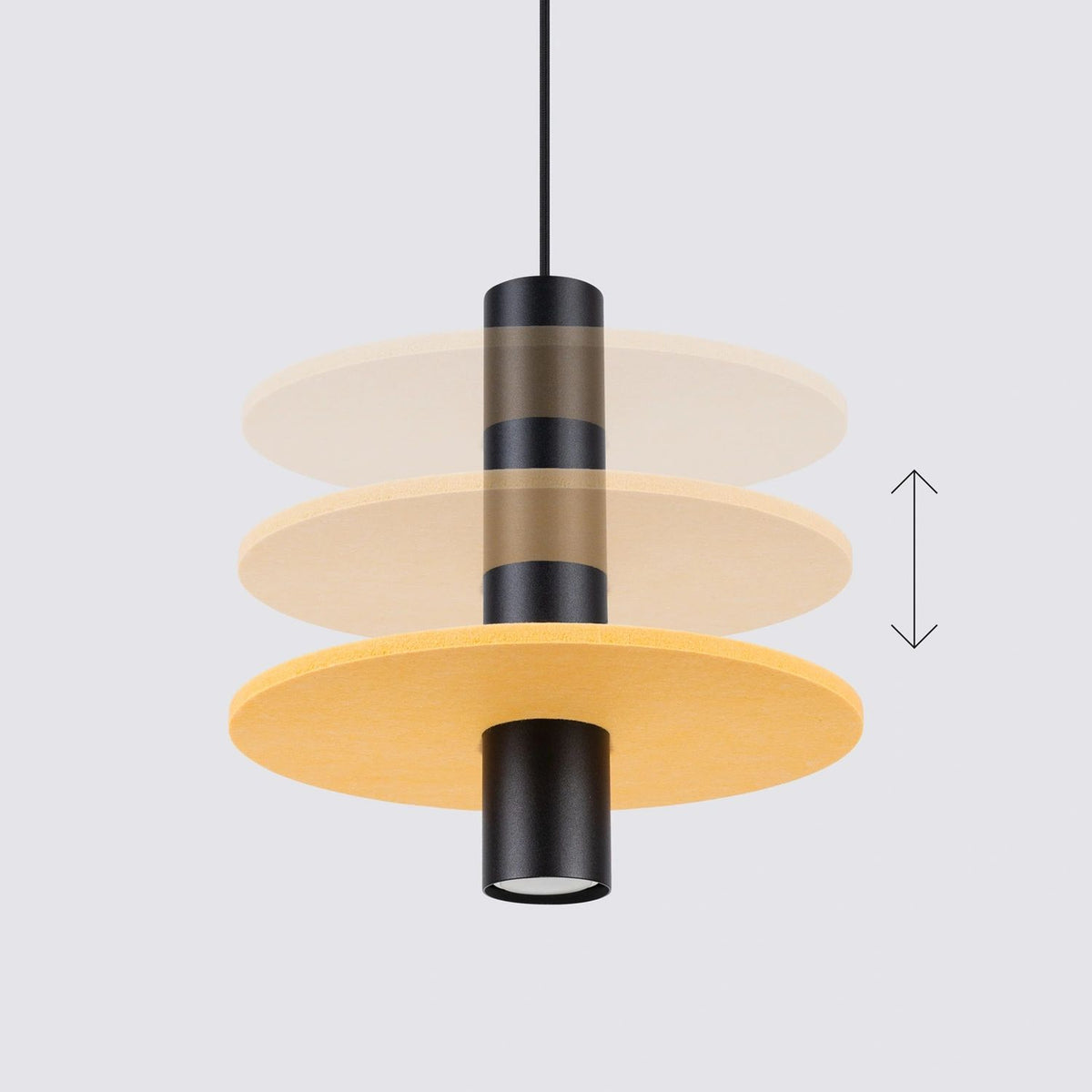 
Lampada a sospensione di design „Pelta“ a 1 luce - Giallo/Nero