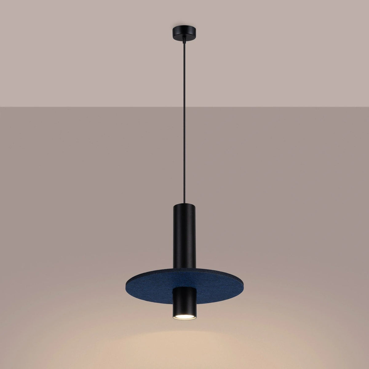 
Lampada a sospensione di design „Pelta“ a 1 luce - Blu navy/Nero