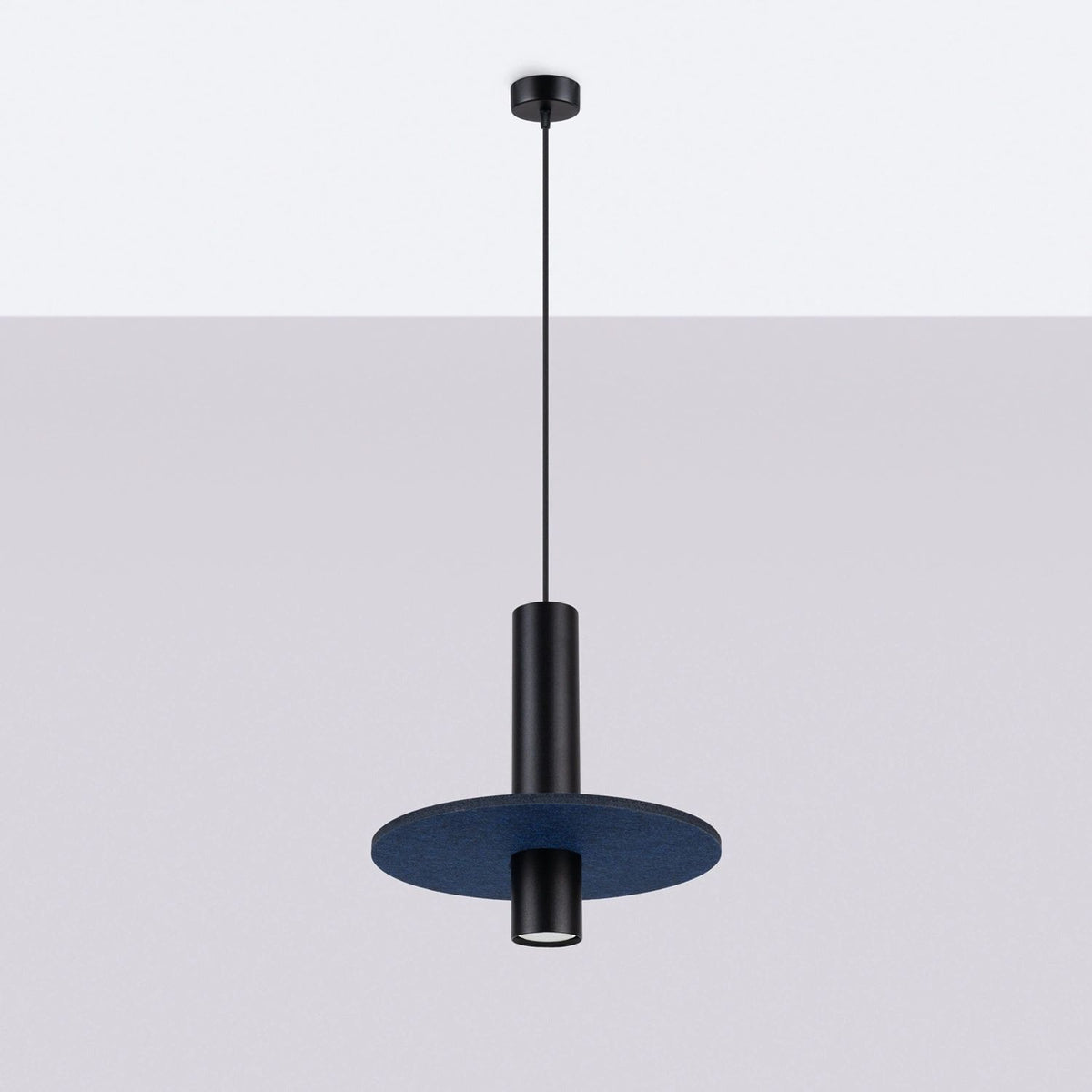 
Lampada a sospensione di design „Pelta“ a 1 luce - Blu navy/Nero