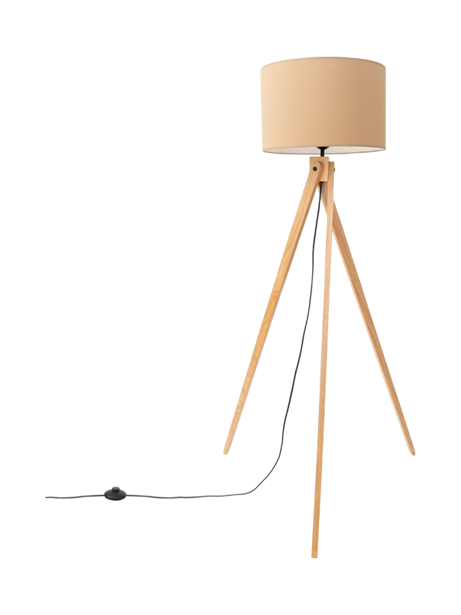 
Design Stehlampe "Natt" - Weiss/Naturfarbenes Holz
