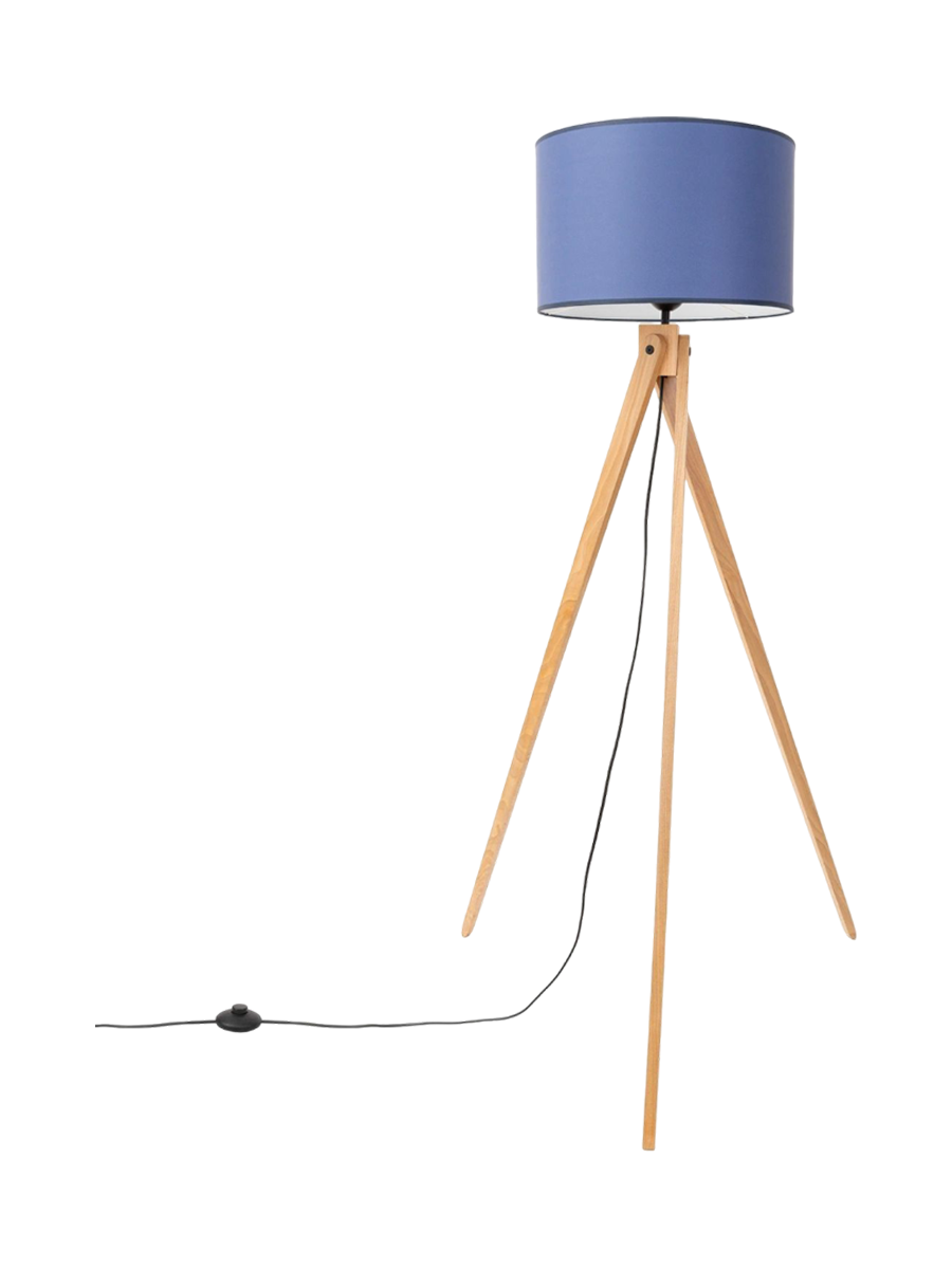 
Design Stehlampe "Natt" - Marineblau/Naturholz