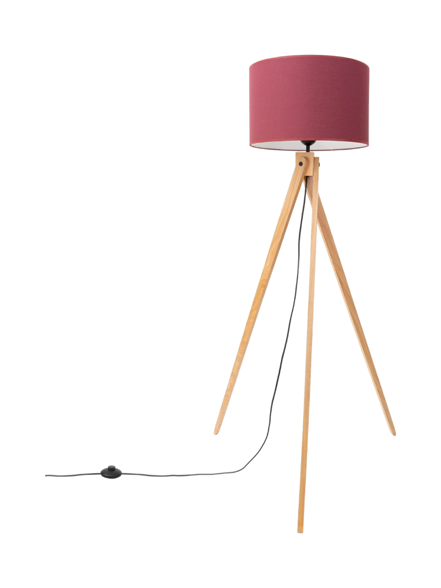 
Design Stehlampe "Natt" - Burgunderrot/Naturholz