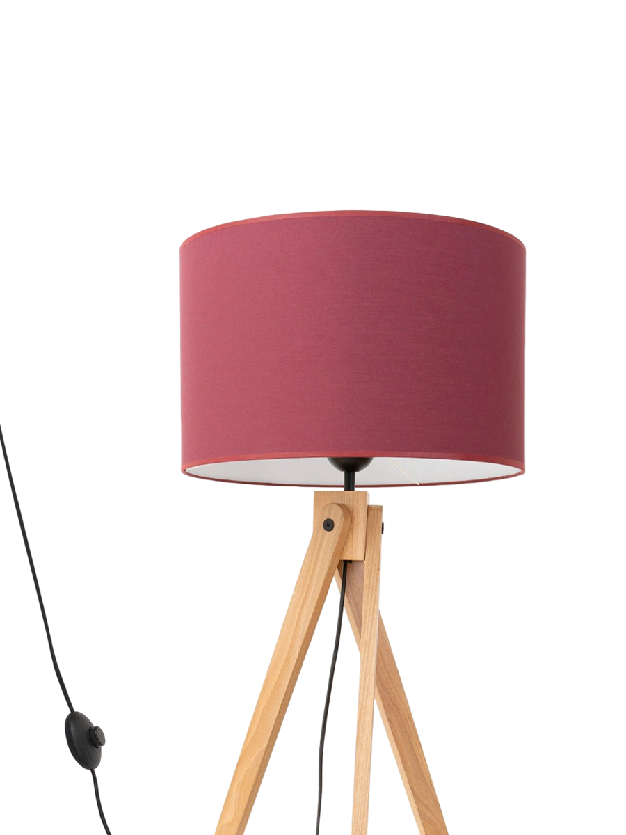 
Design Stehlampe "Natt" - Burgunderrot/Naturholz