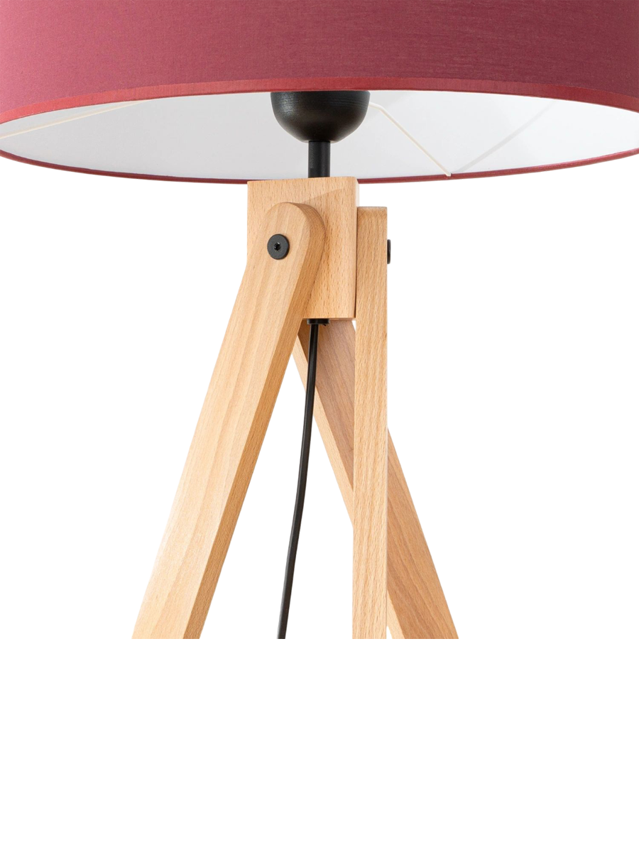 
Design Stehlampe "Natt" - Burgunderrot/Naturholz