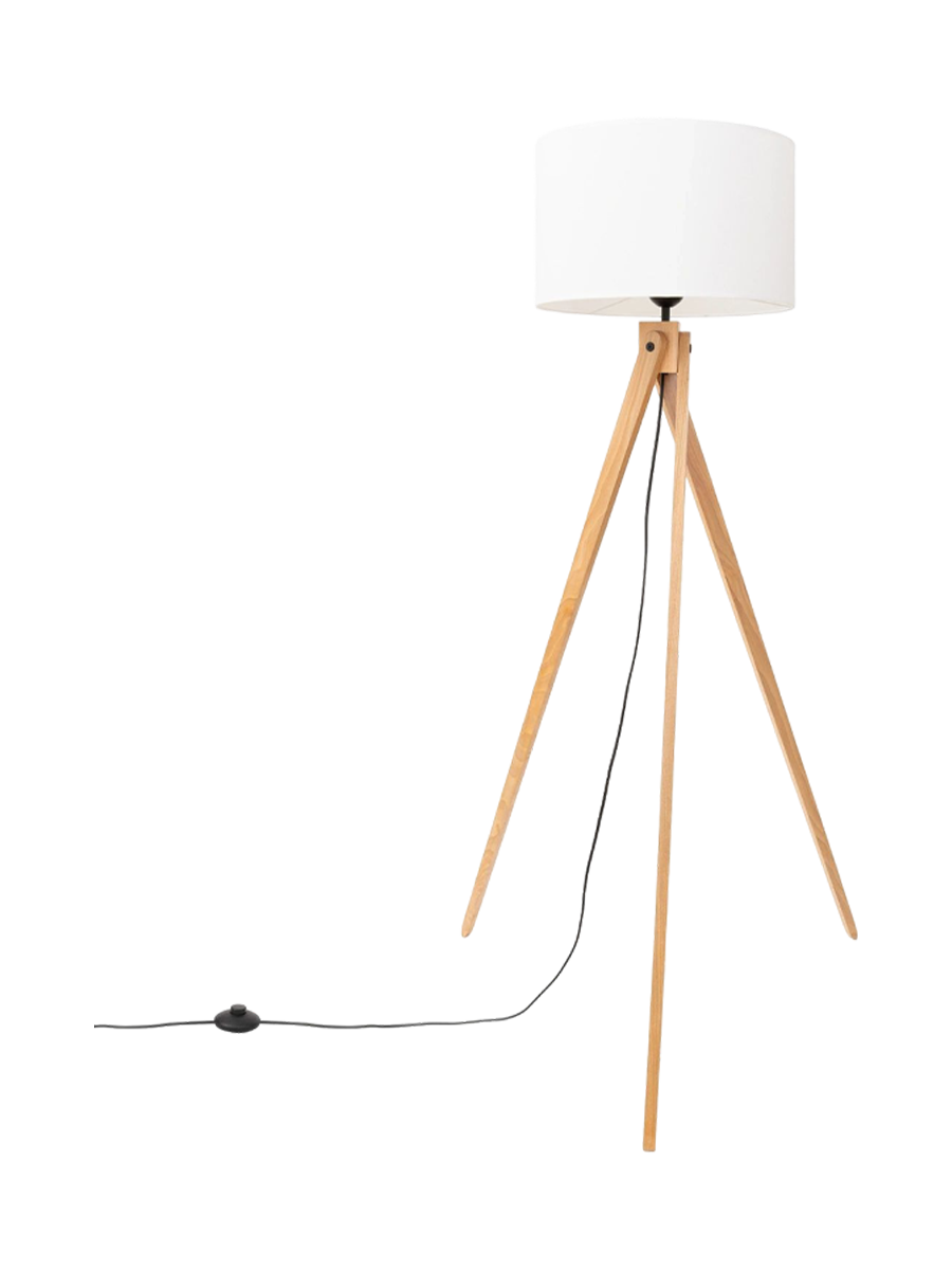 
Design Stehlampe "Natt" - Weiss/Naturfarbenes Holz